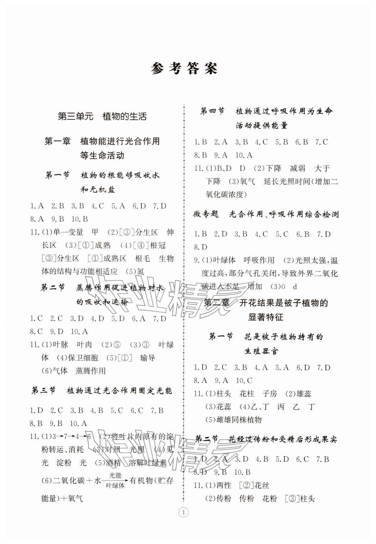 2026年同步练习册智慧拓展七年级生物下册人教版菏泽专版&nbsp;第1页