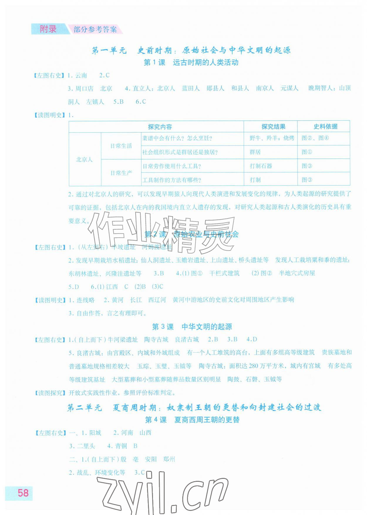 2026年填充图册星球地图出版社七年级历史上册人教版安徽专版&nbsp;参考答案第1页