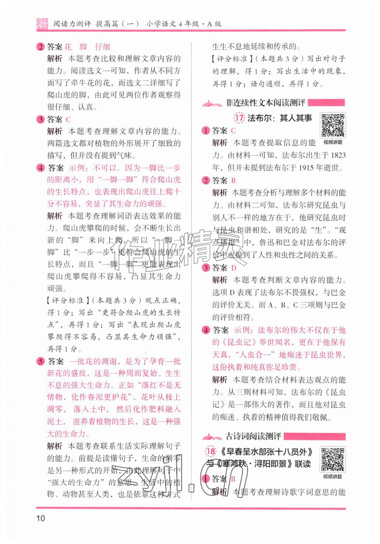 2026年木头马阅读力测评四年级语文A版浙江专版&nbsp;第10页