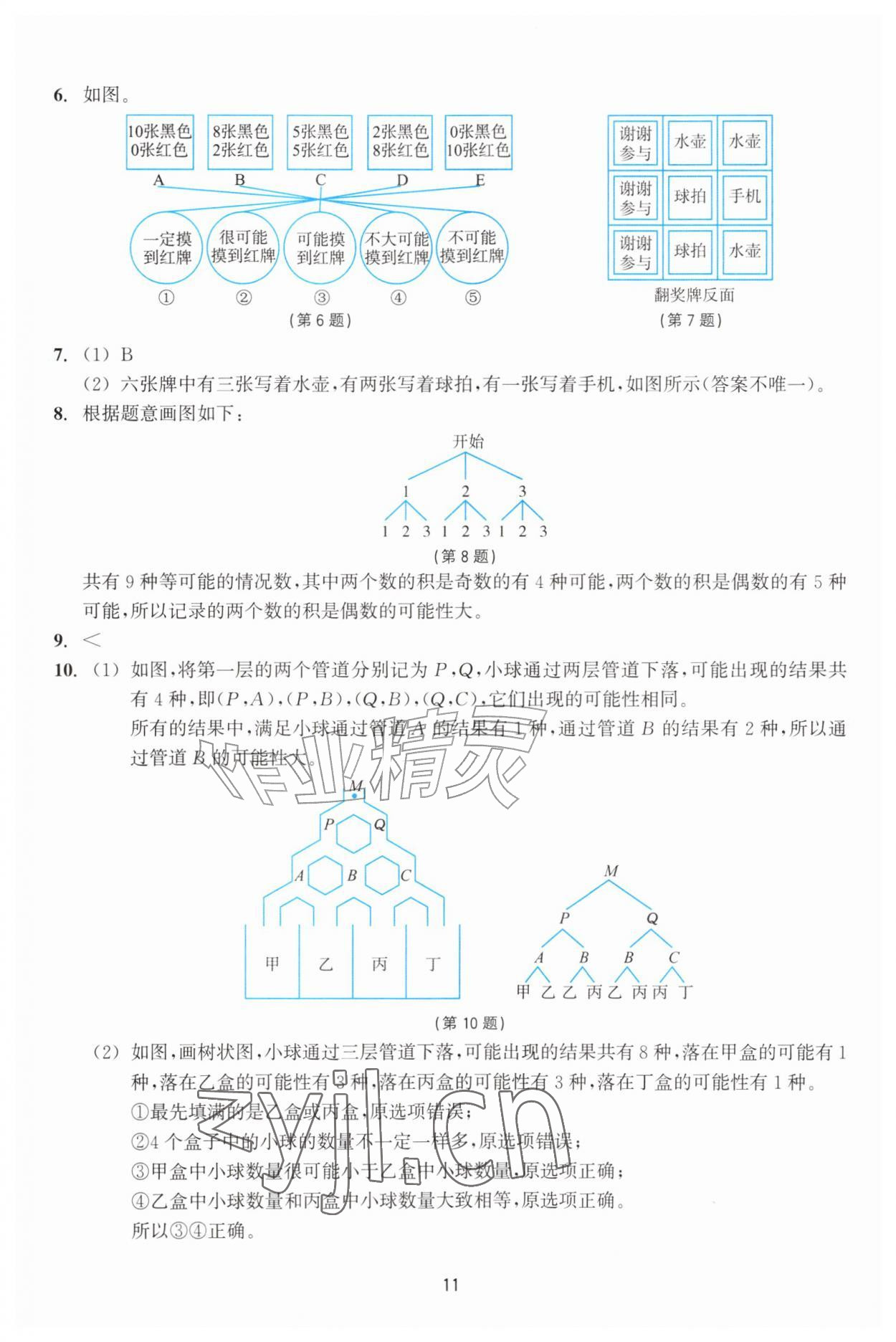 2026年学能评价九年级数学上册浙教版&nbsp;参考答案第11页