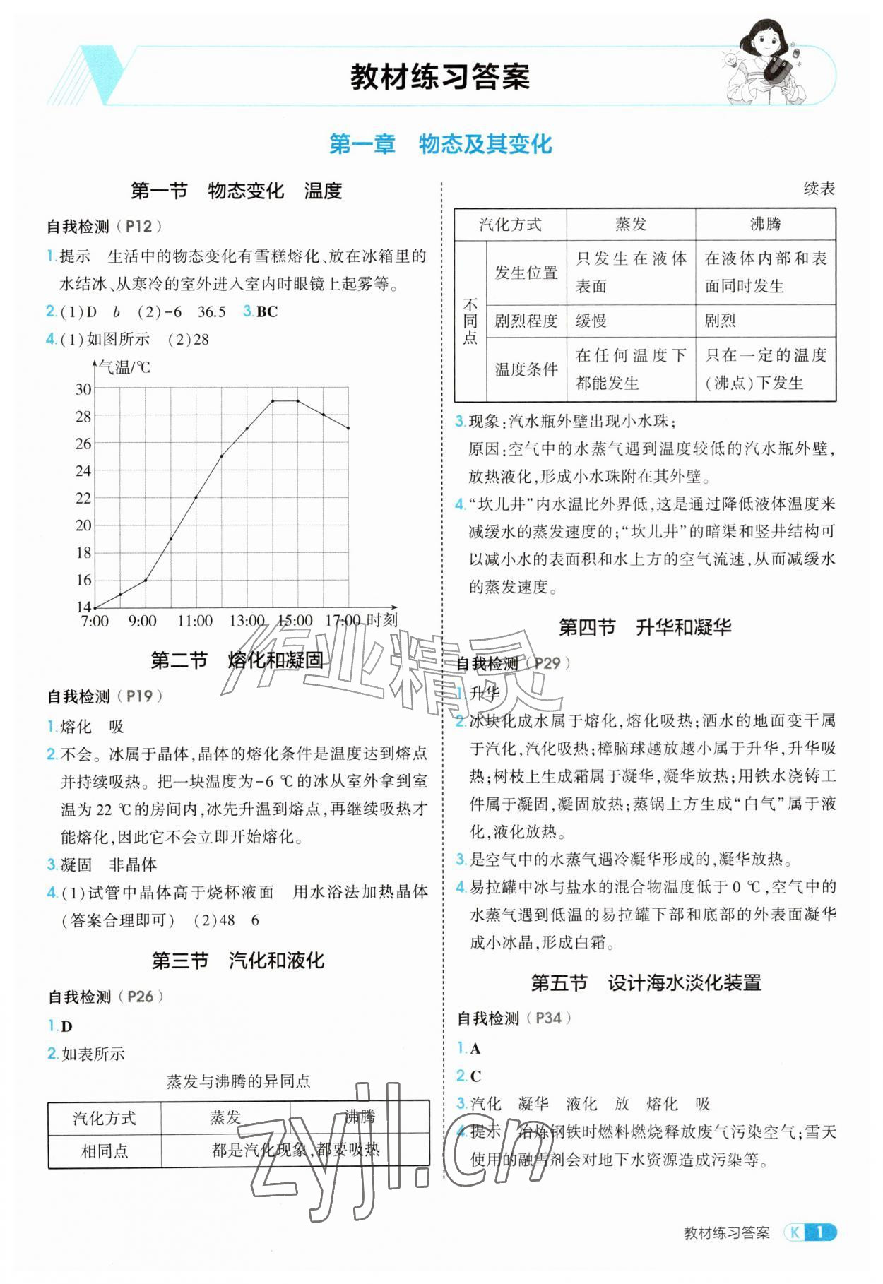 2026年教材课本八年级物理上册北师大版&nbsp;参考答案第1页