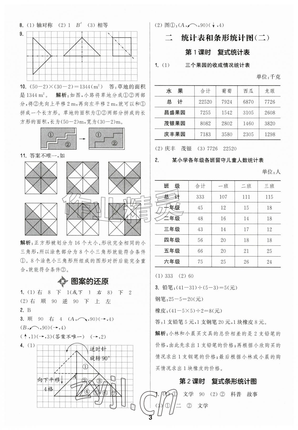 2026年通城学典课时作业本五年级数学上册苏教版江苏专版&nbsp;参考答案第3页