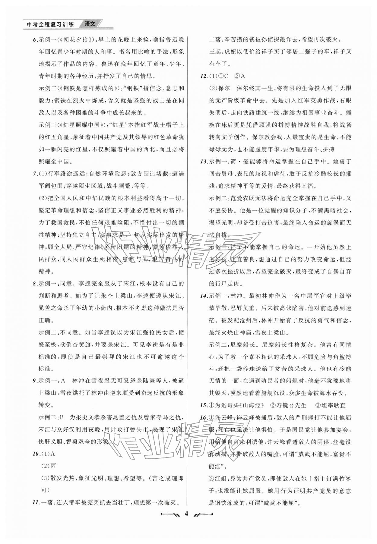 2026年中考全程复习训练语文&nbsp;第4页
