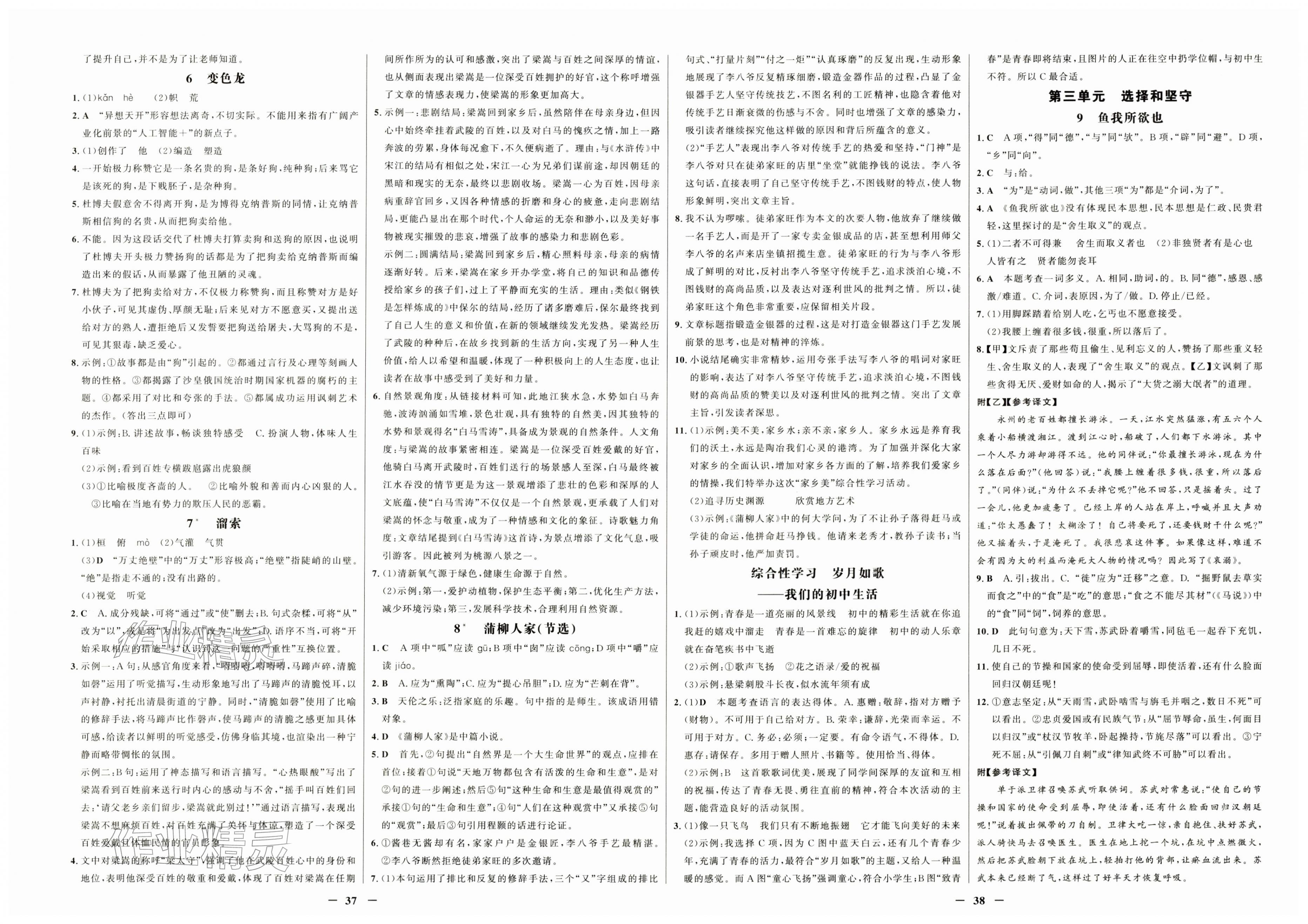 2026年世纪金榜金榜学案九年级语文下册&nbsp;第3页