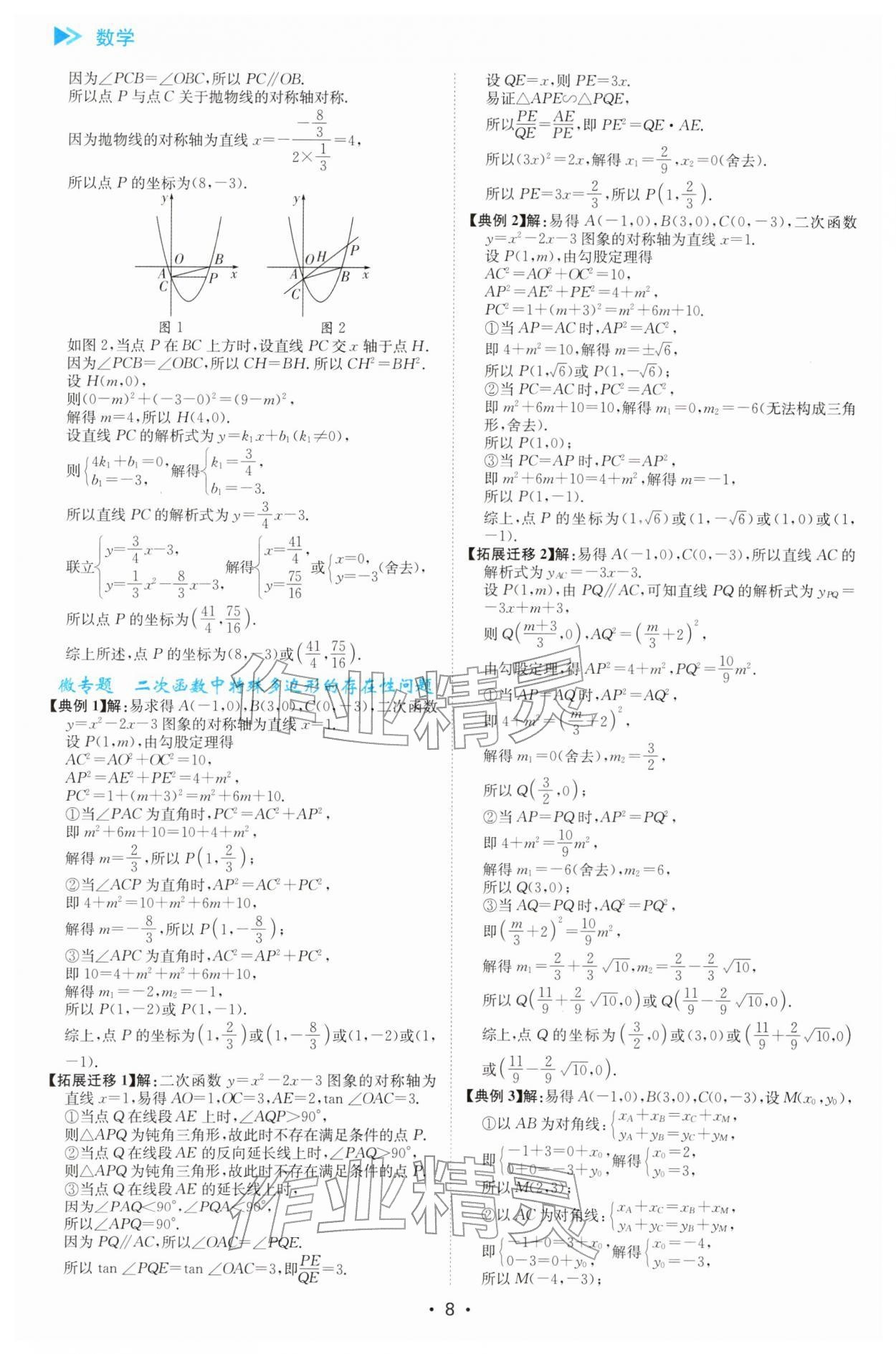 2026年中考复习与指导数学中考广东专版&nbsp;参考答案第8页