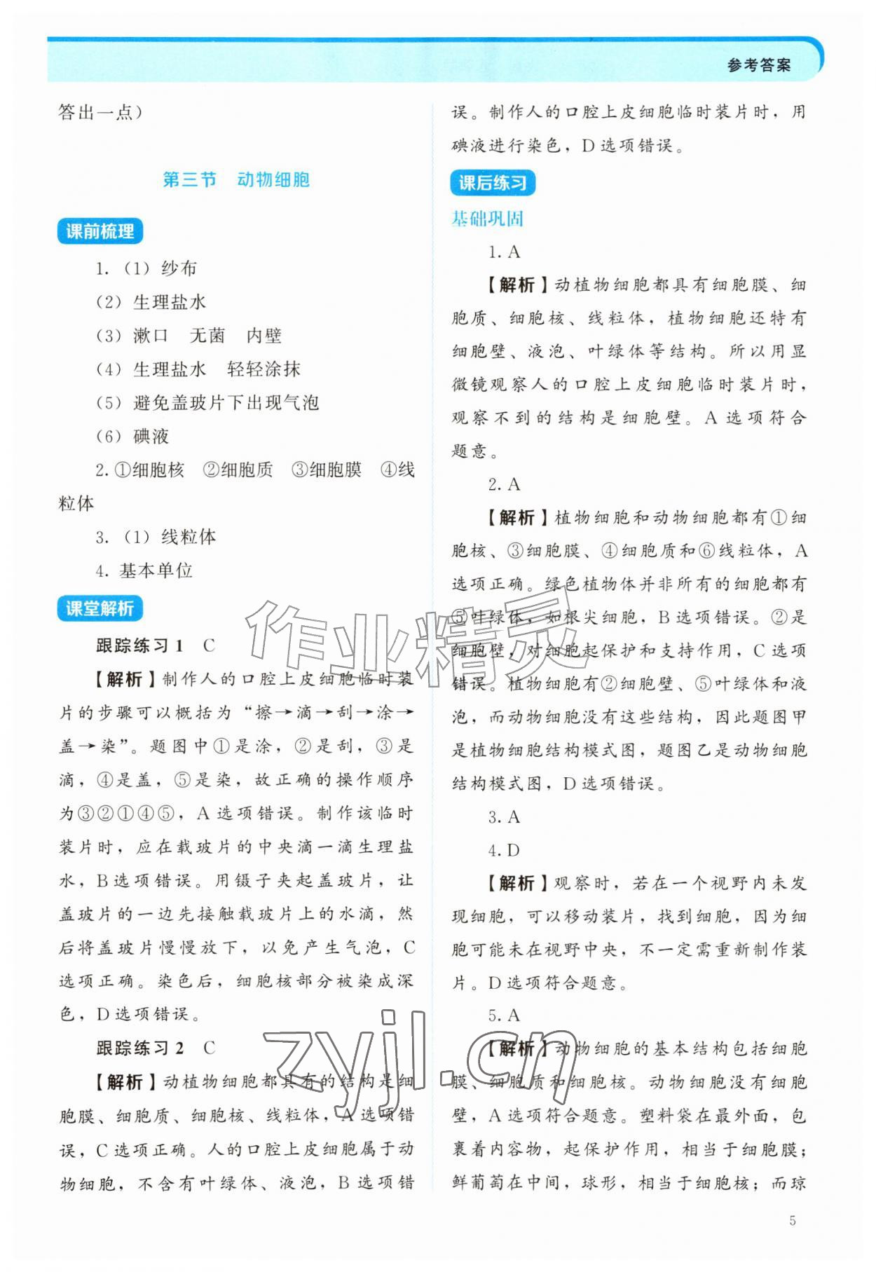 2026年绩优学案七年级生物上册人教版&nbsp;第5页