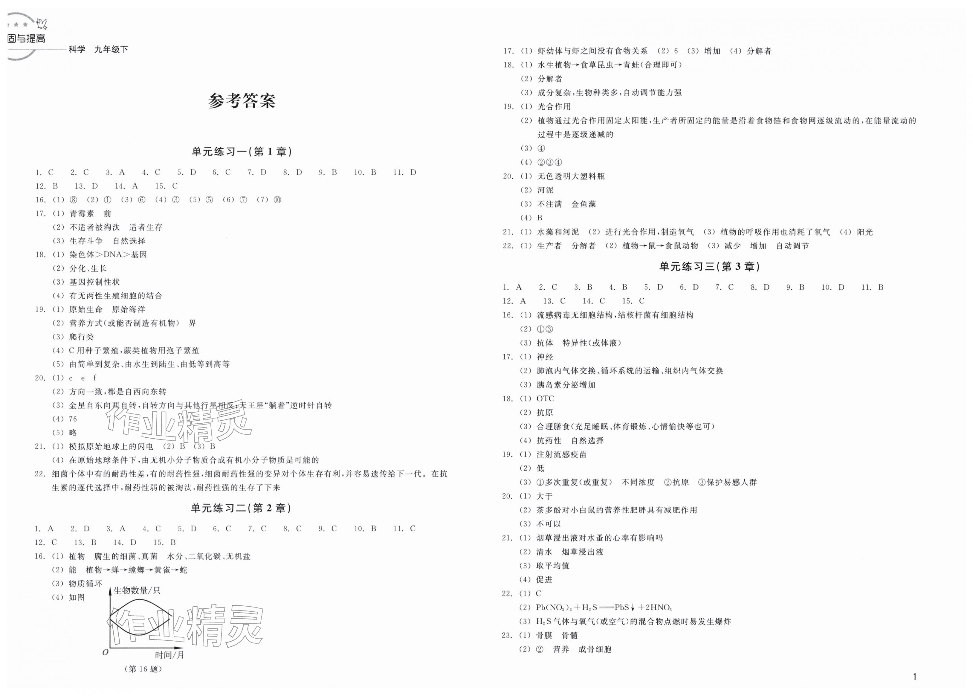 2026年巩固与提高浙江教育出版社九年级科学下册浙教版&nbsp;第1页