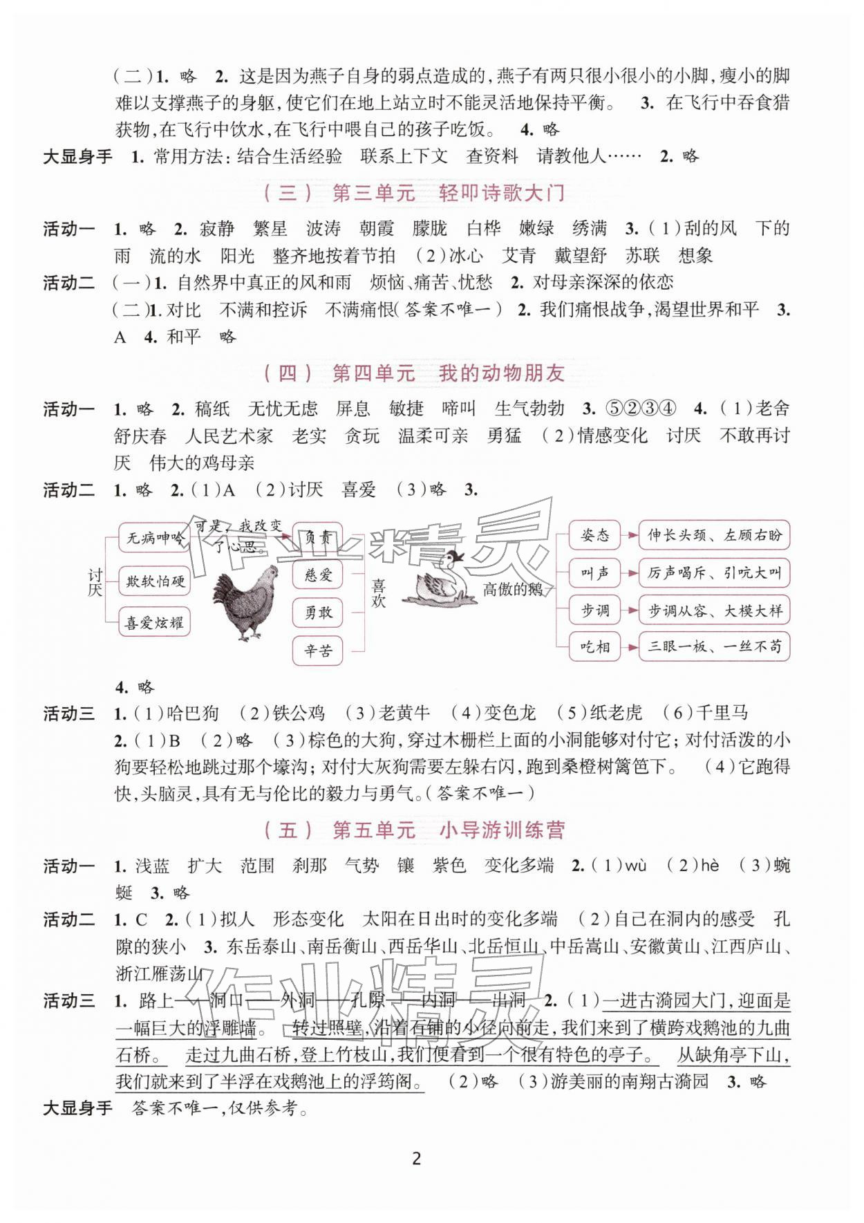 2026年学习与评价浙江人民出版社四年级语文下册人教版&nbsp;第2页
