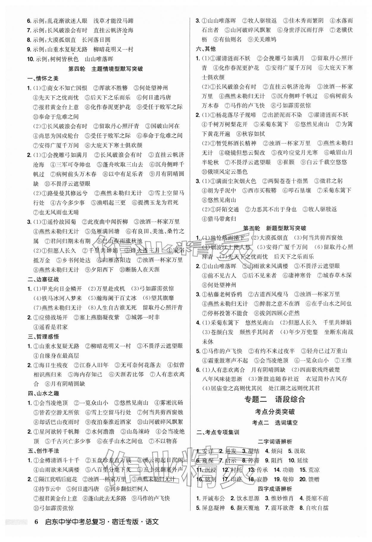 2026年启东中学中考总复习语文宿迁专版&nbsp;参考答案第6页