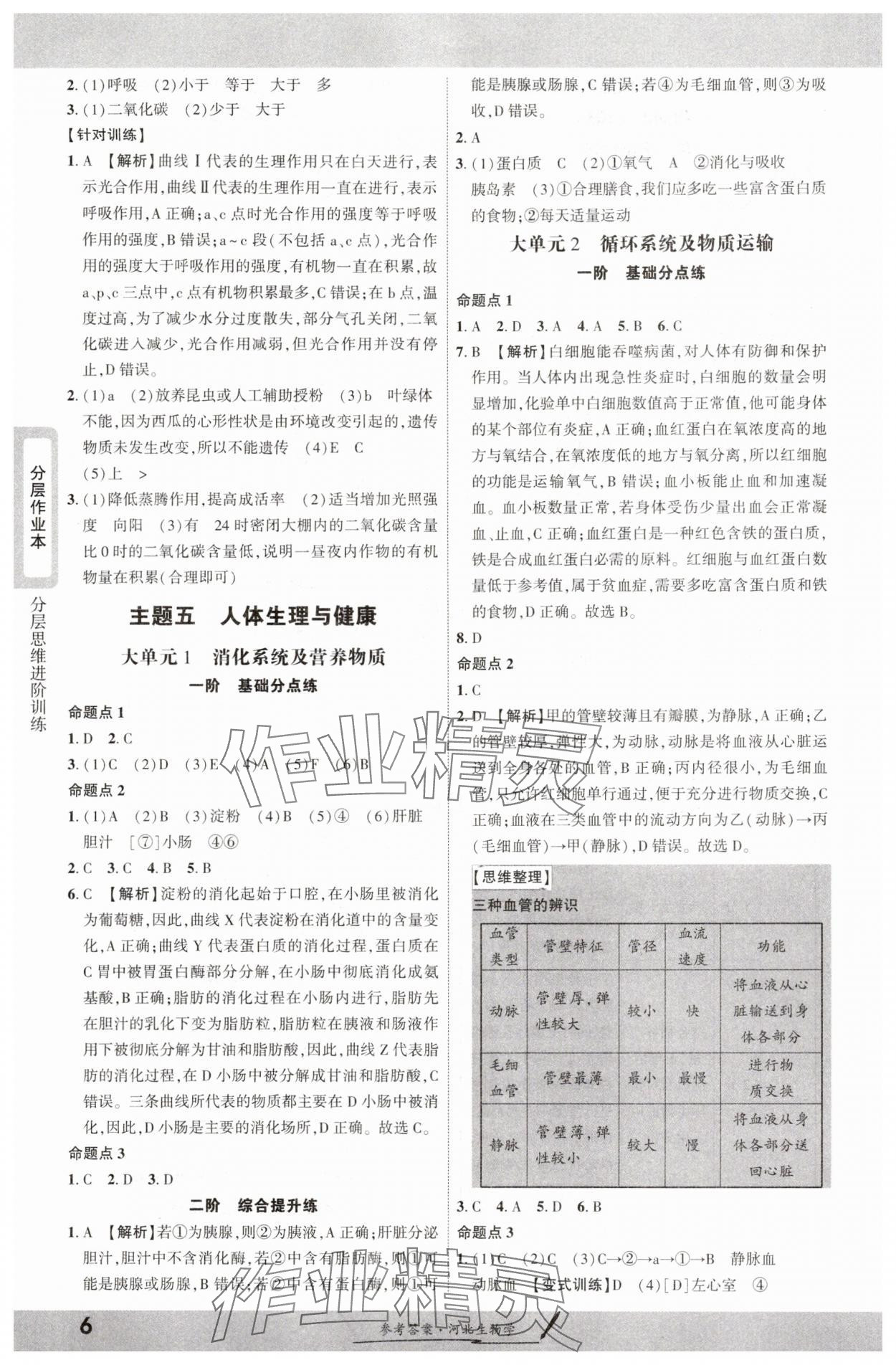 2025年一战成名新中考生物河北专版&nbsp;参考答案第5页