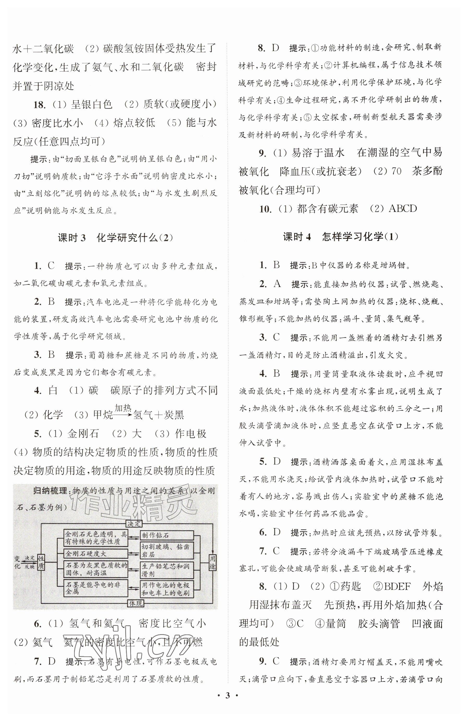 2026年初中化学小题狂做九年级上册沪教版提优版&nbsp;参考答案第3页