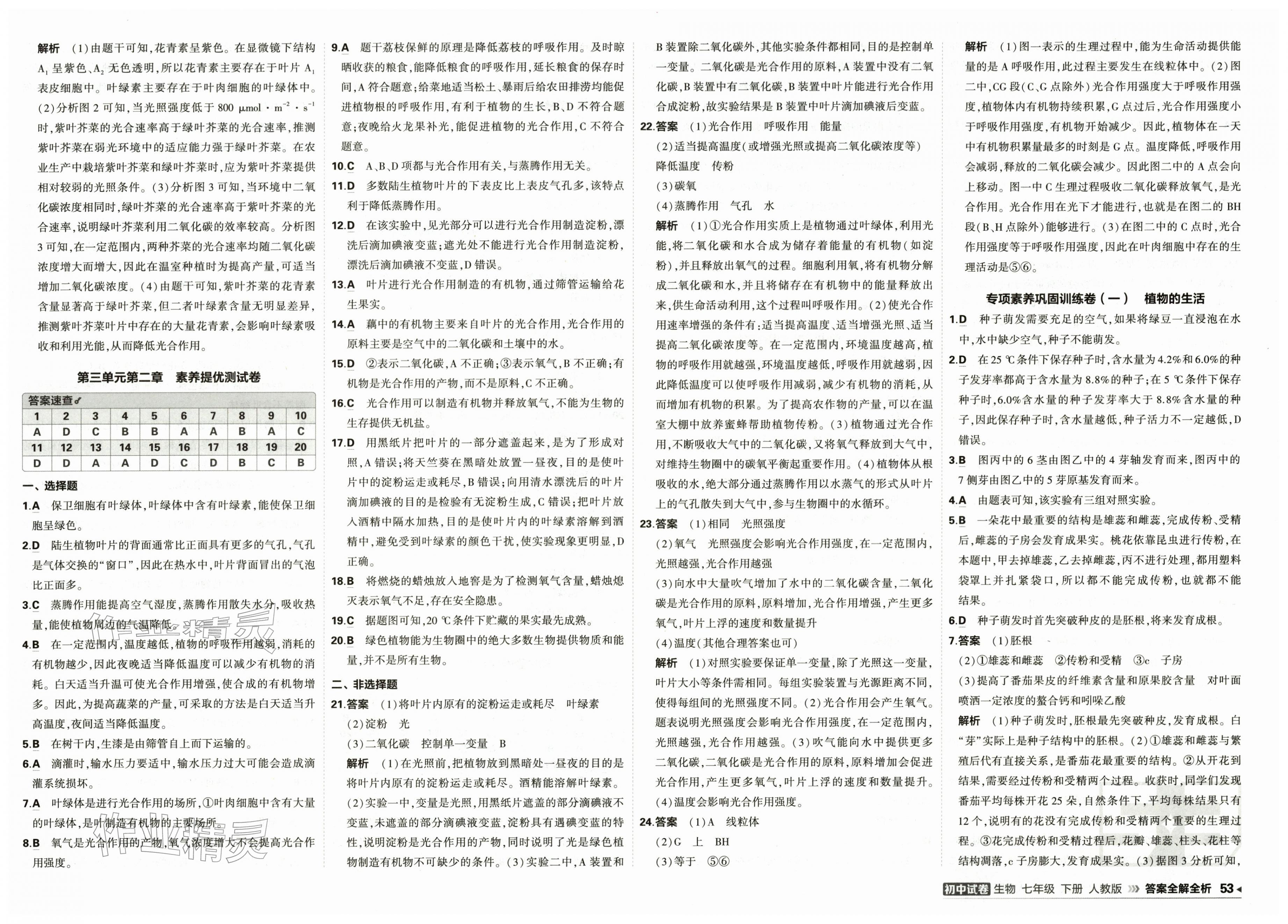 2026年5年中考3年模拟初中试卷七年级生物下册人教版&nbsp;第3页