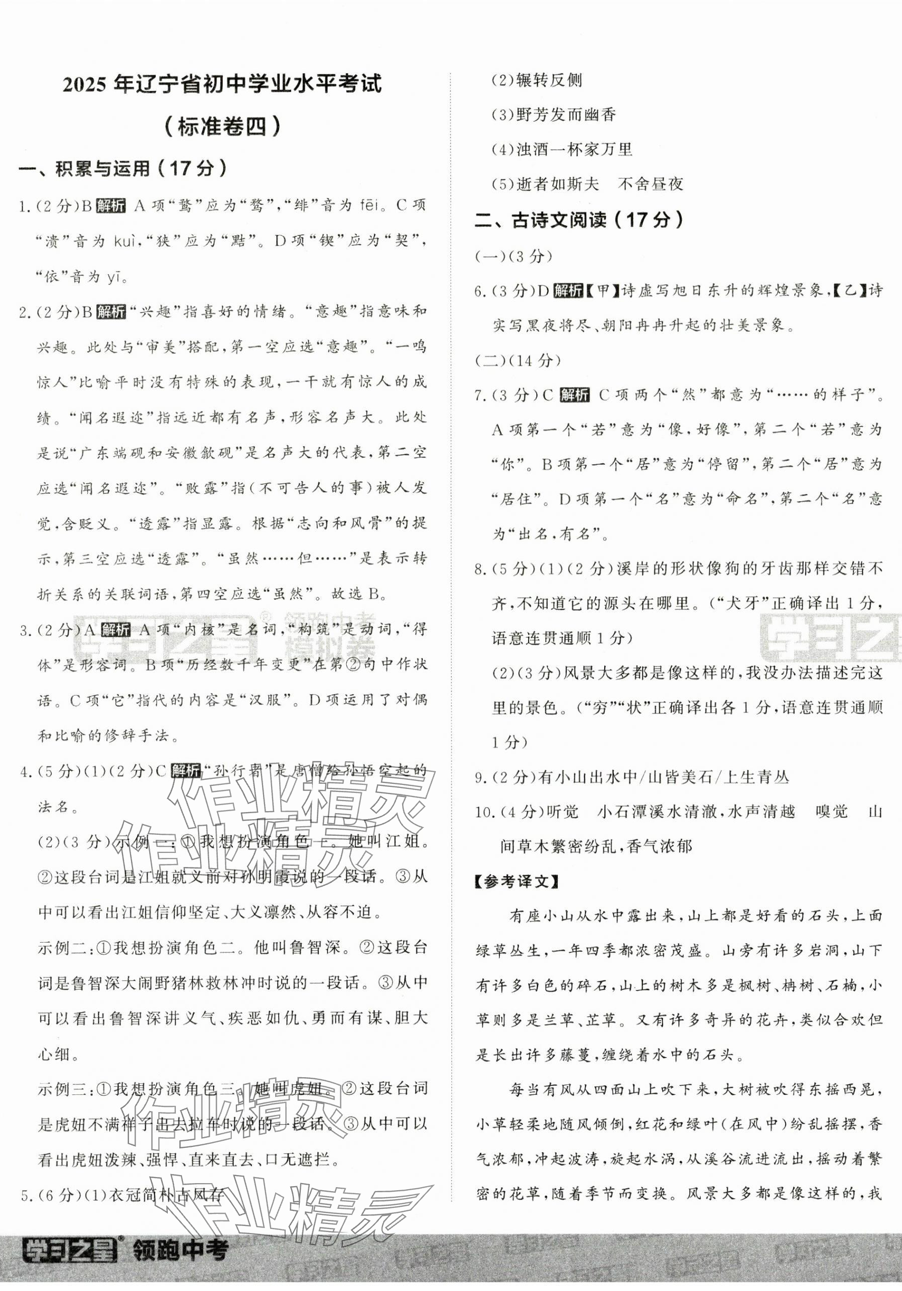 2025年领跑中考模拟卷语文辽宁专版&nbsp;第9页