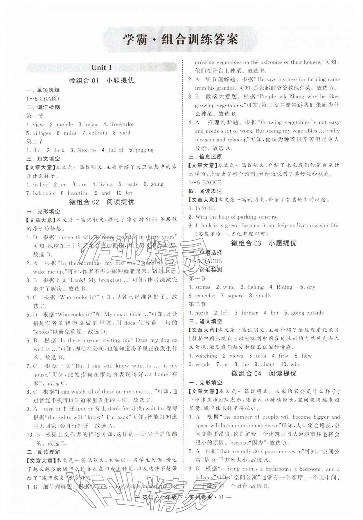 2026年学霸组合训练七年级英语下册译林版苏州专版&nbsp;第3页