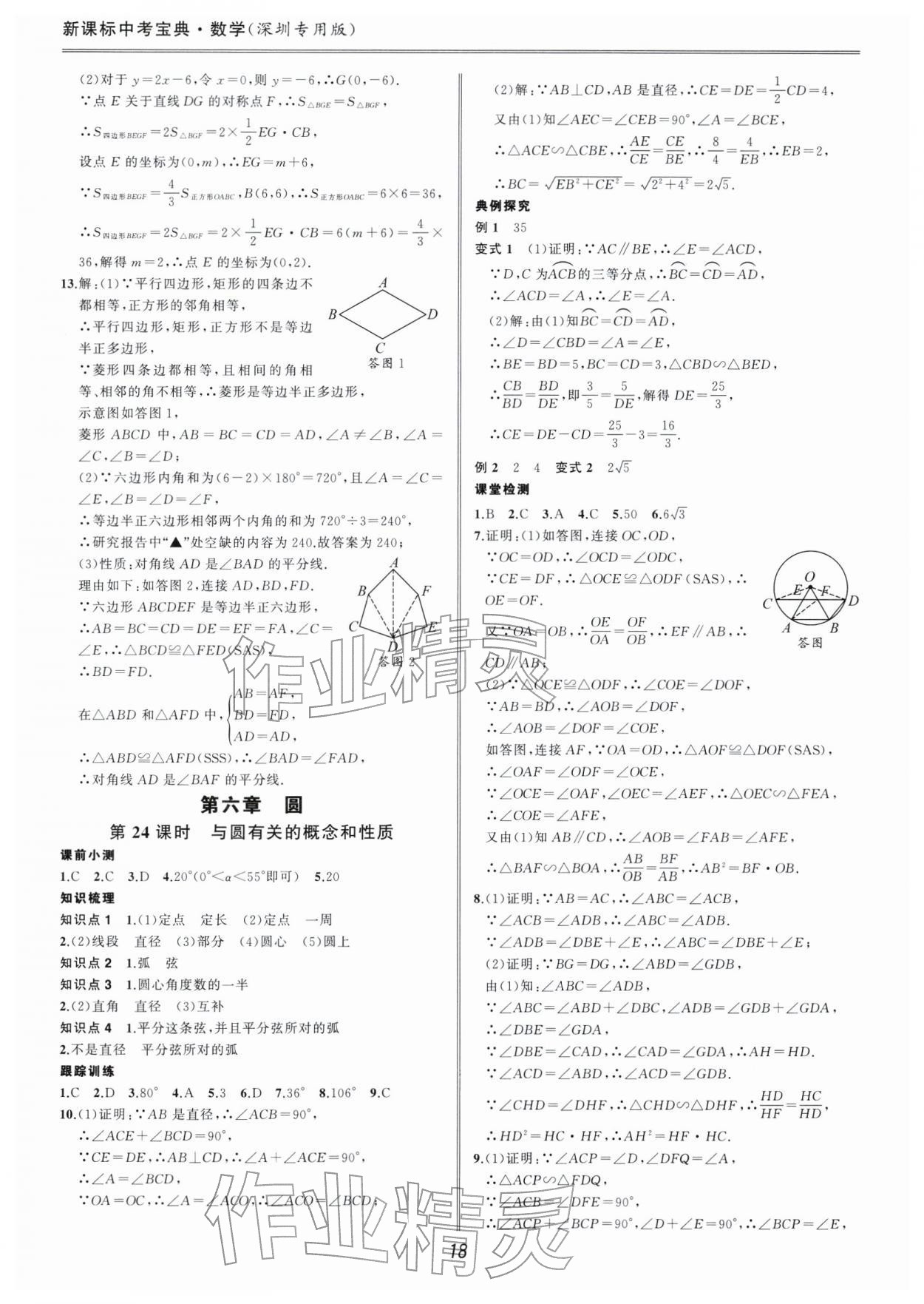 2026年新课标中考宝典数学深圳专版&nbsp;参考答案第18页