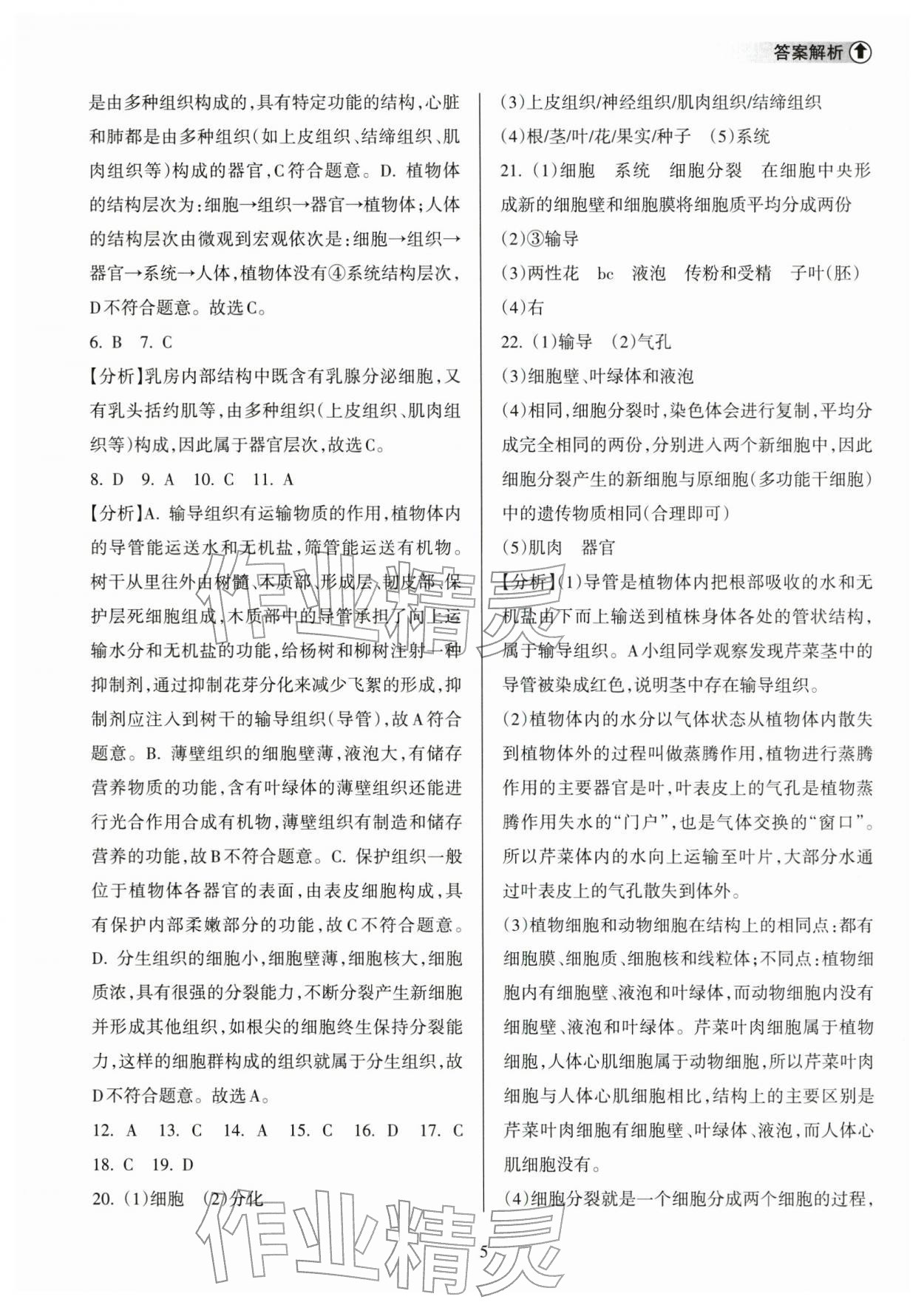 2026年海南中学中考总复习生物&nbsp;参考答案第5页