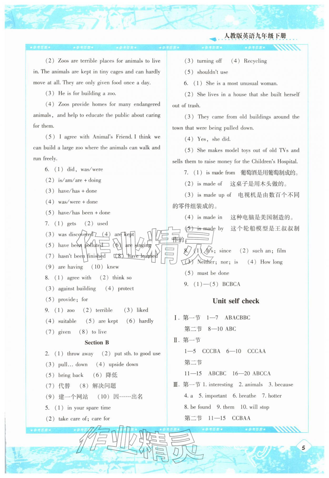 2026年同步实践评价课程基础训练湖南少年儿童出版社九年级英语下册人教版&nbsp;第5页