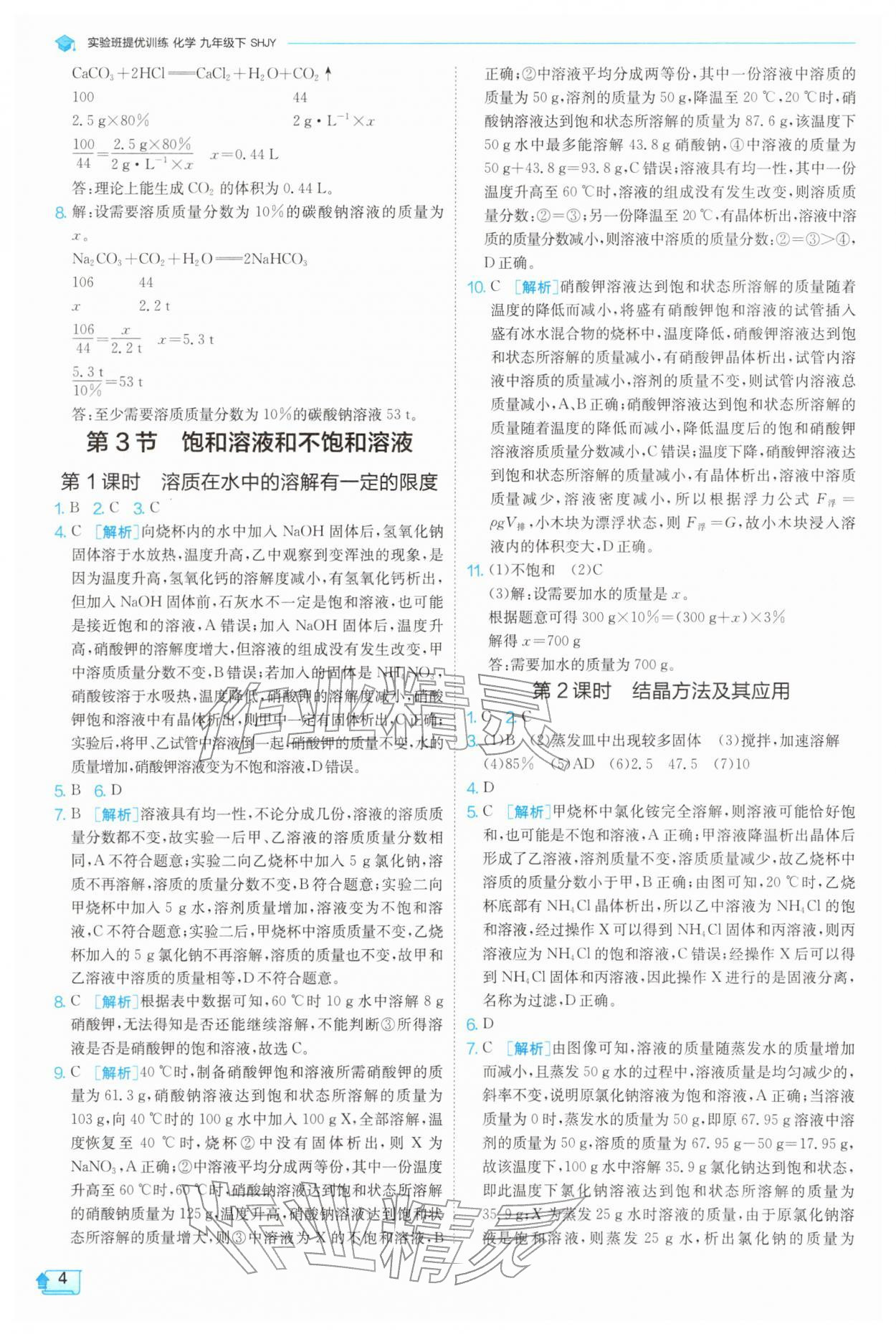2026年实验班提优训练九年级化学下册沪教版&nbsp;第4页