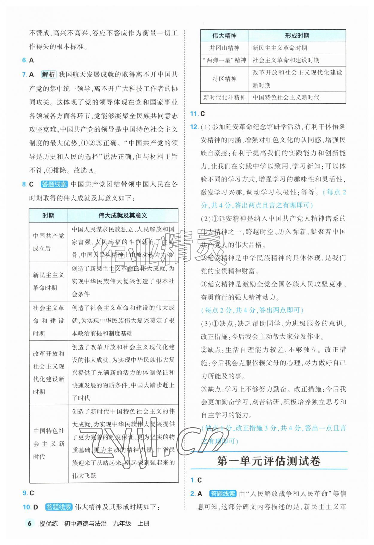 2026年提优练山东友谊出版社九年级道德与法治上册人教版&nbsp;第6页
