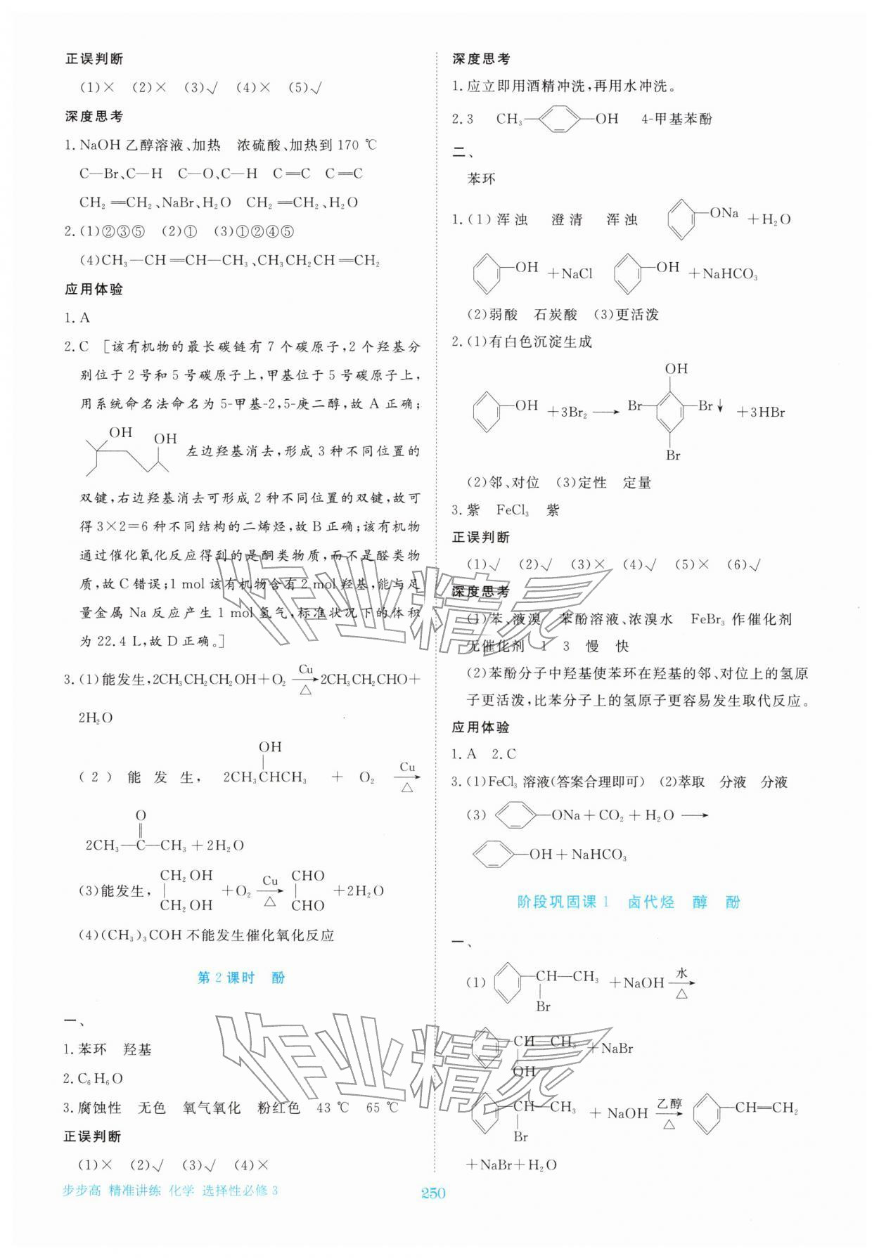 2026年步步高精准讲练高中化学选择性必修第三册&nbsp;参考答案第13页