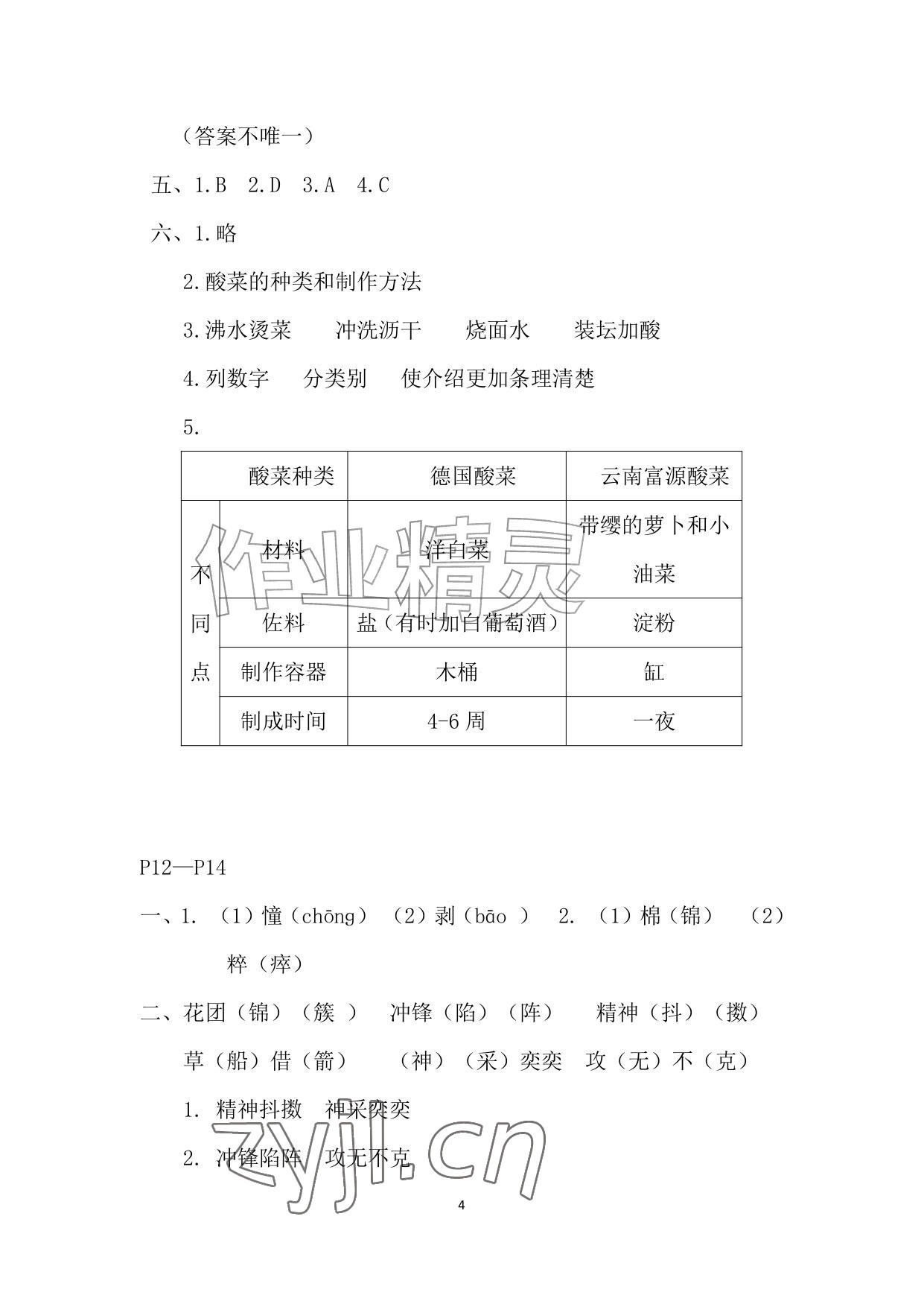 2026年暑假作业安徽少年儿童出版社五年级语文人教版&nbsp;参考答案第4页