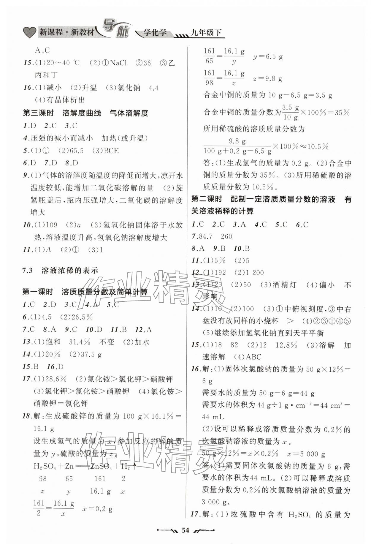 2026年新课程新教材导航学九年级化学下册科学版&nbsp;第4页