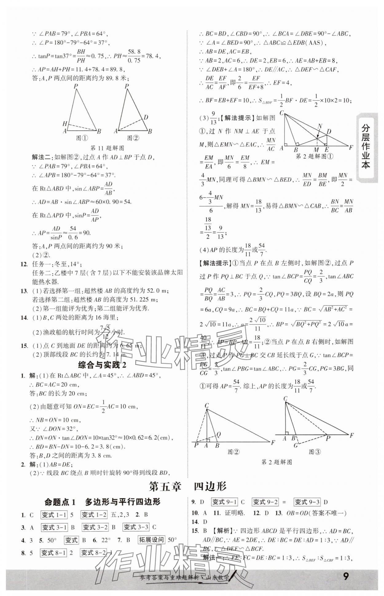 2025年一战成名考前新方案数学山东专版&nbsp;参考答案第8页