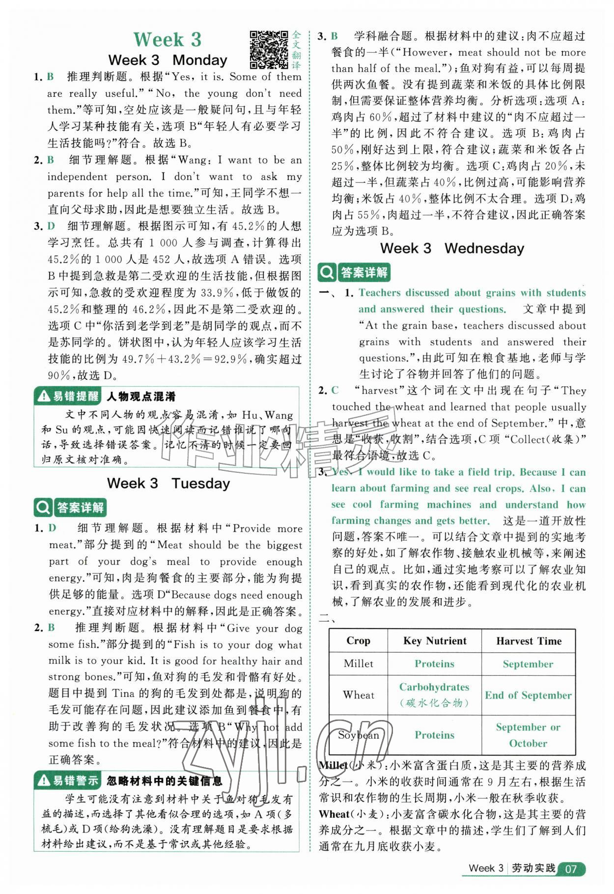2026年经纶学霸阅读英语100篇五年级英语人教版&nbsp;参考答案第7页