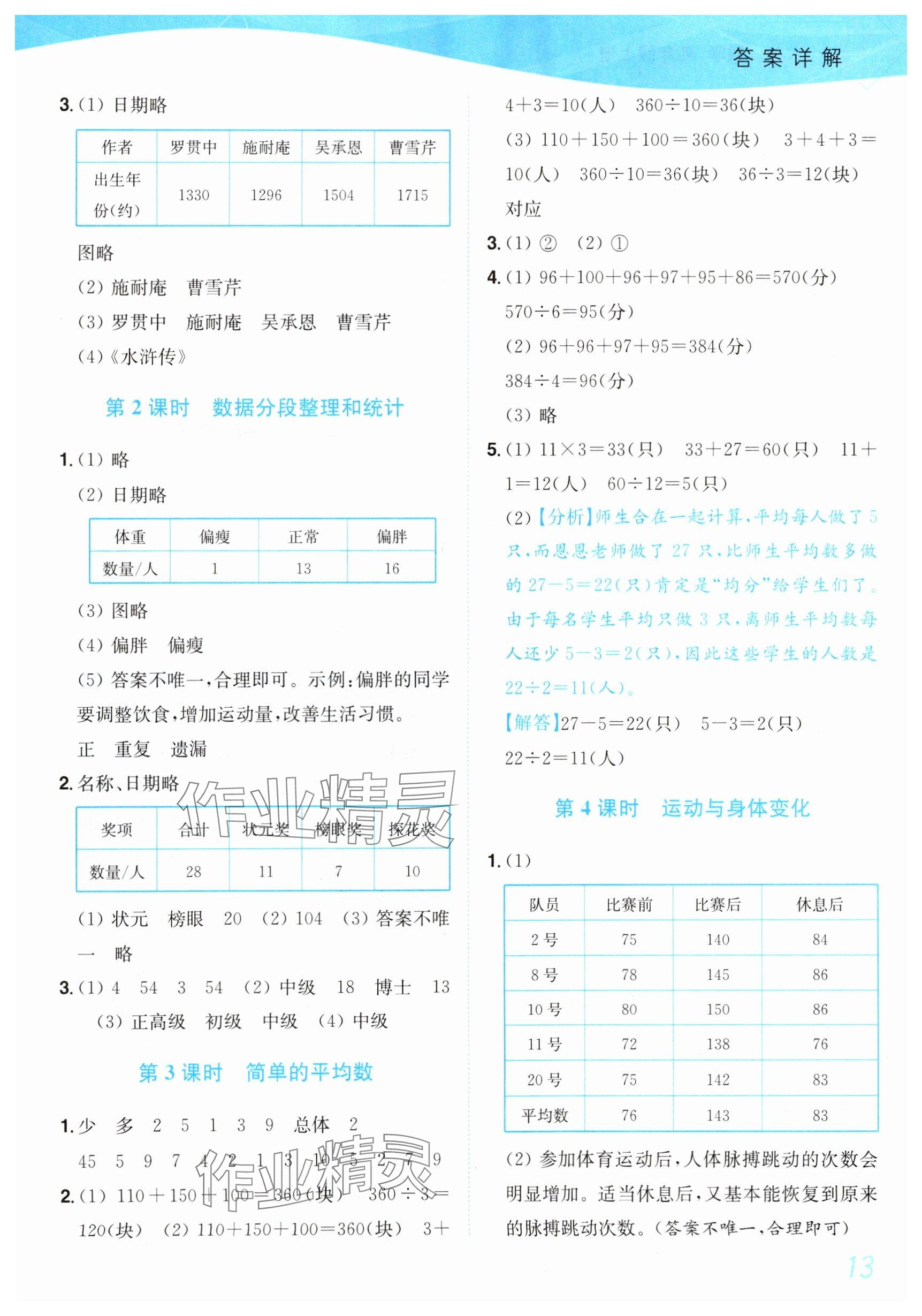 2025年小题狂做培优作业本四年级数学上册苏教版&nbsp;参考答案第13页