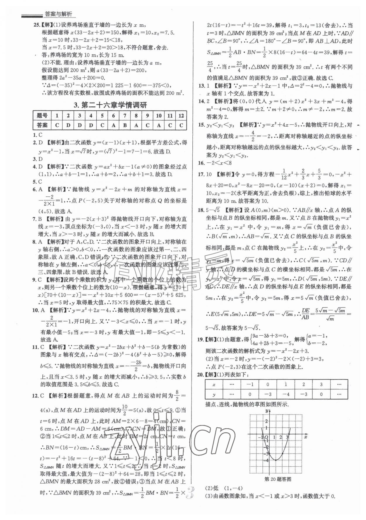 2026年真题圈九年级数学全一册人教版天津专版&nbsp;参考答案第3页