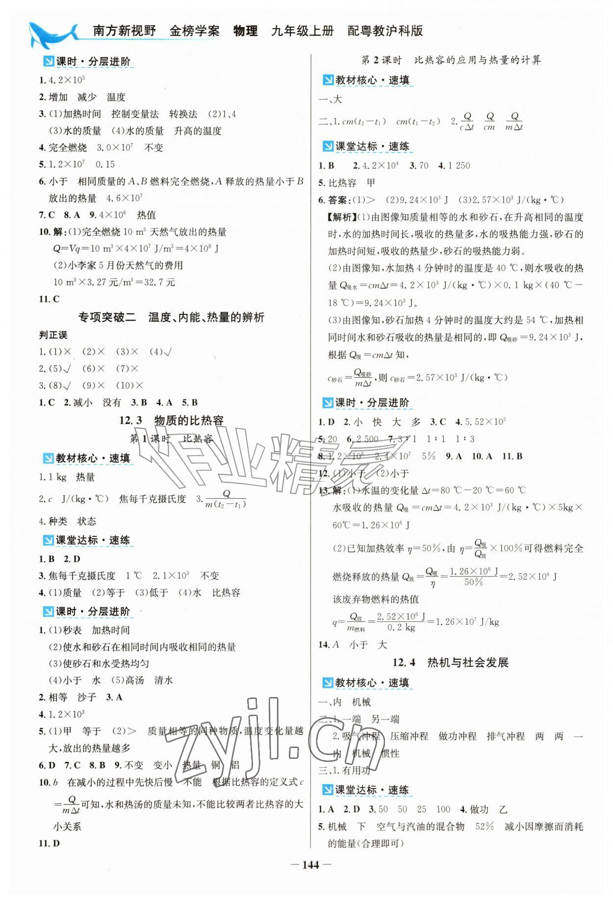 2026年南方新视野金榜学案九年级物理上册沪粤版&nbsp;第4页