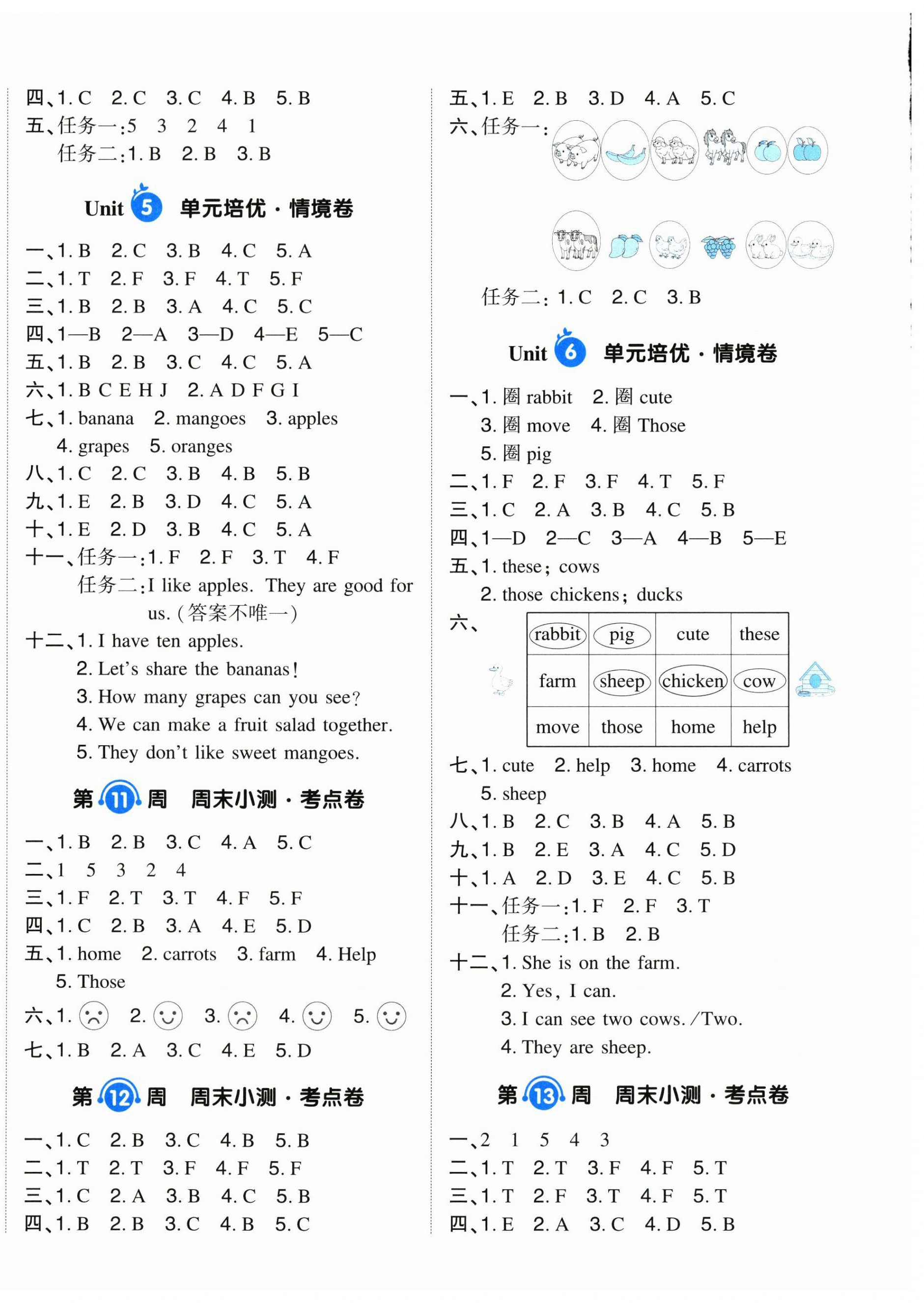 2026年一本周末小测卷三年级英语下册译林版&nbsp;第4页