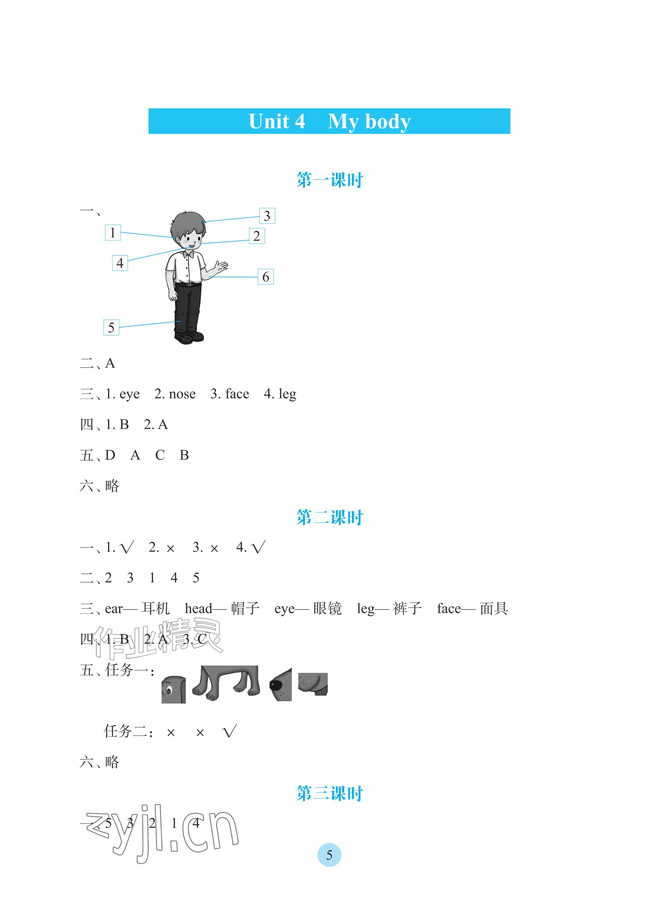 2026年学生基础性作业三年级英语上册科普版&nbsp;参考答案第5页
