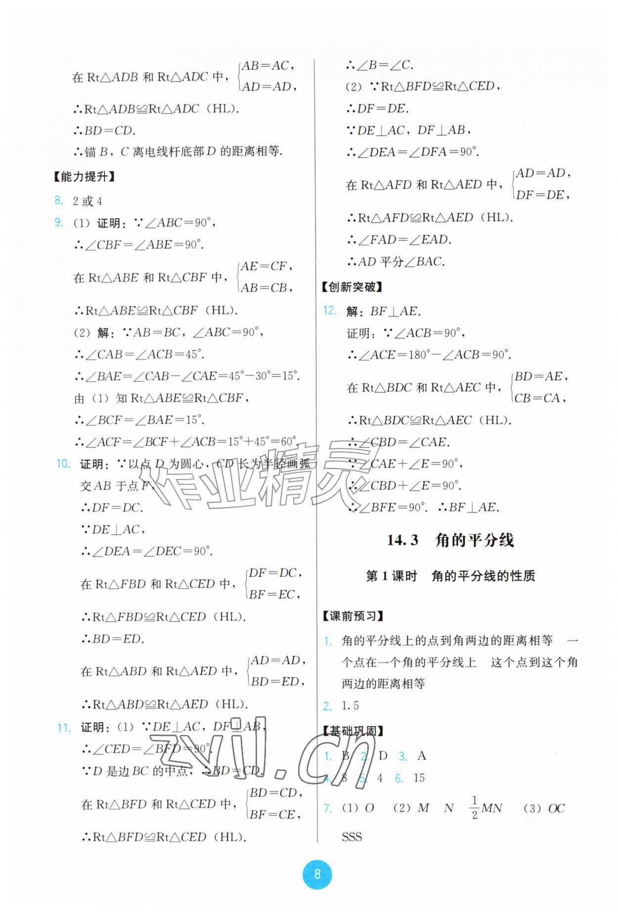 2026年能力培养与测试八年级数学上册人教版&nbsp;第8页