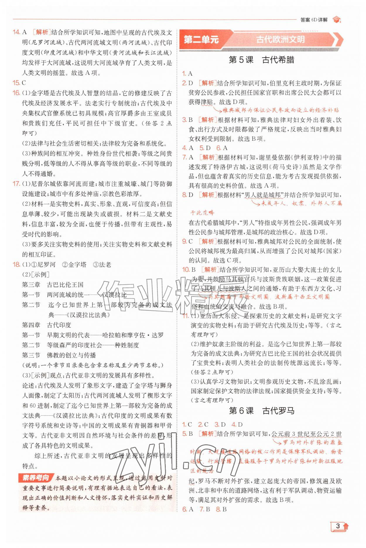 2026年实验班提优训练九年级历史上册人教版&nbsp;第3页