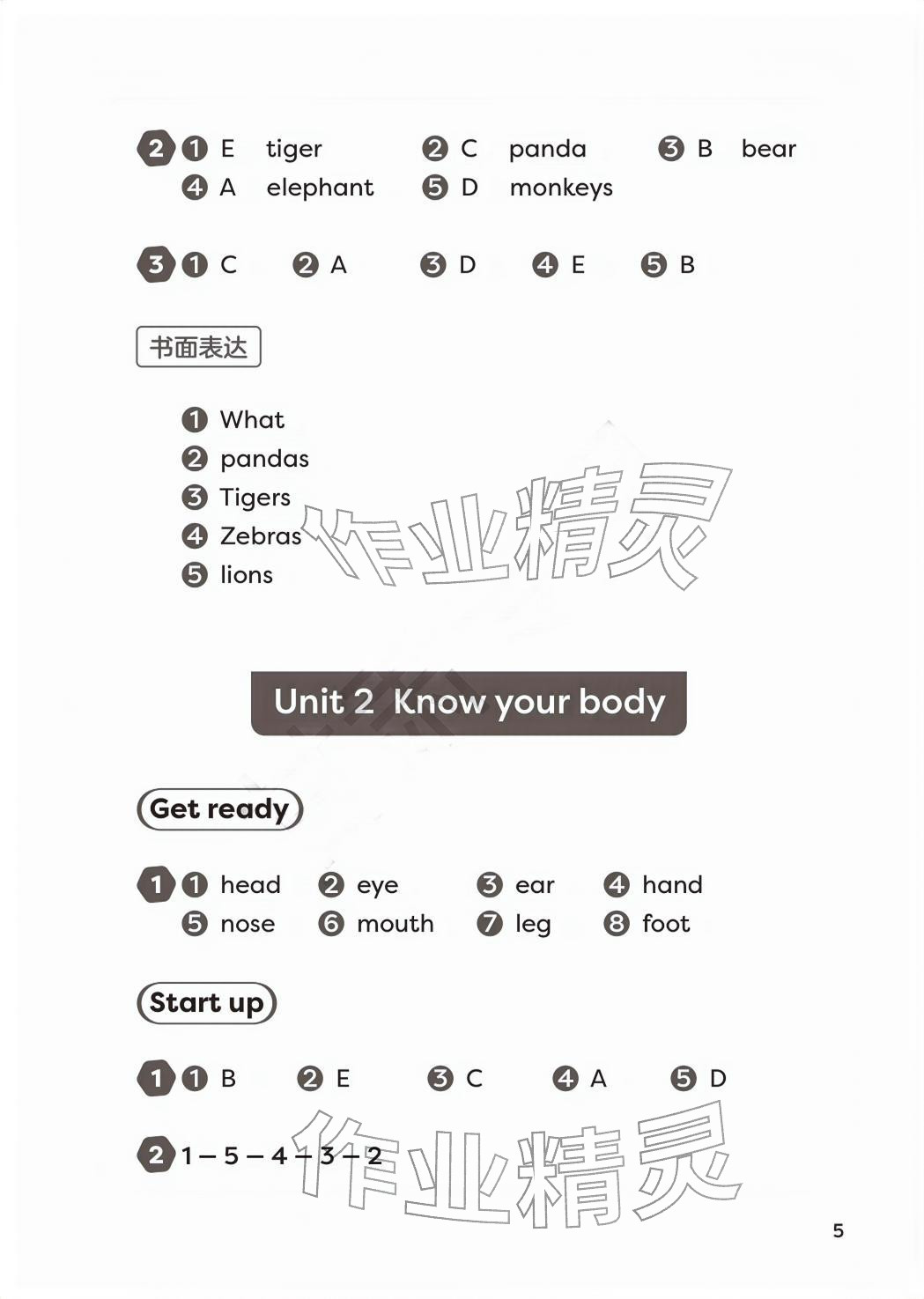 2026年配套练习与检测三年级英语下册外研版&nbsp;参考答案第5页