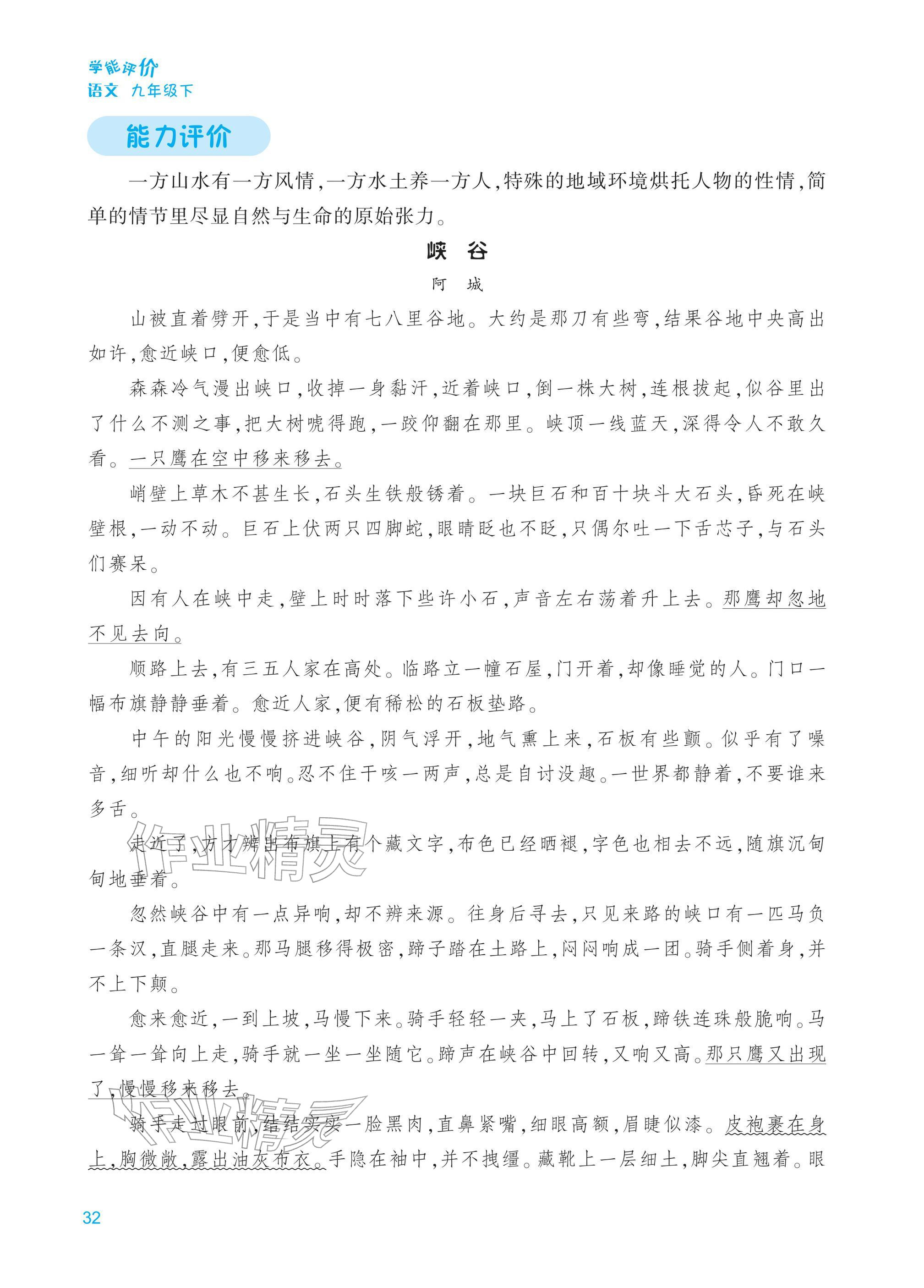 2026年学能评价九年级语文下册人教版&nbsp;第32页