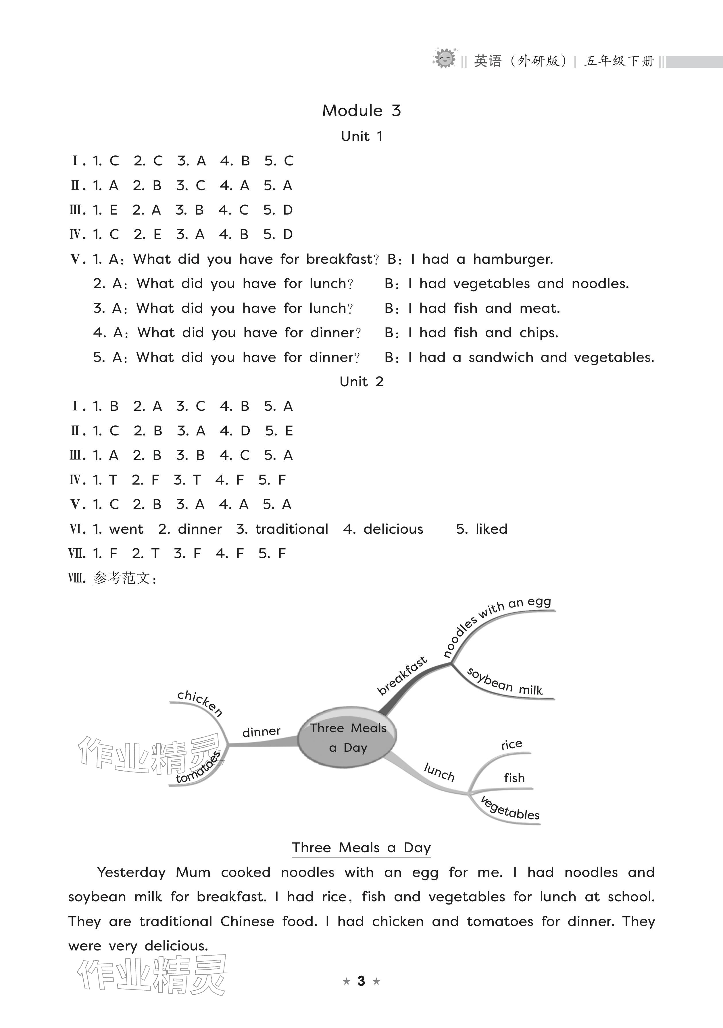 2026年新课程课堂同步练习册五年级英语下册外研版&nbsp;参考答案第3页