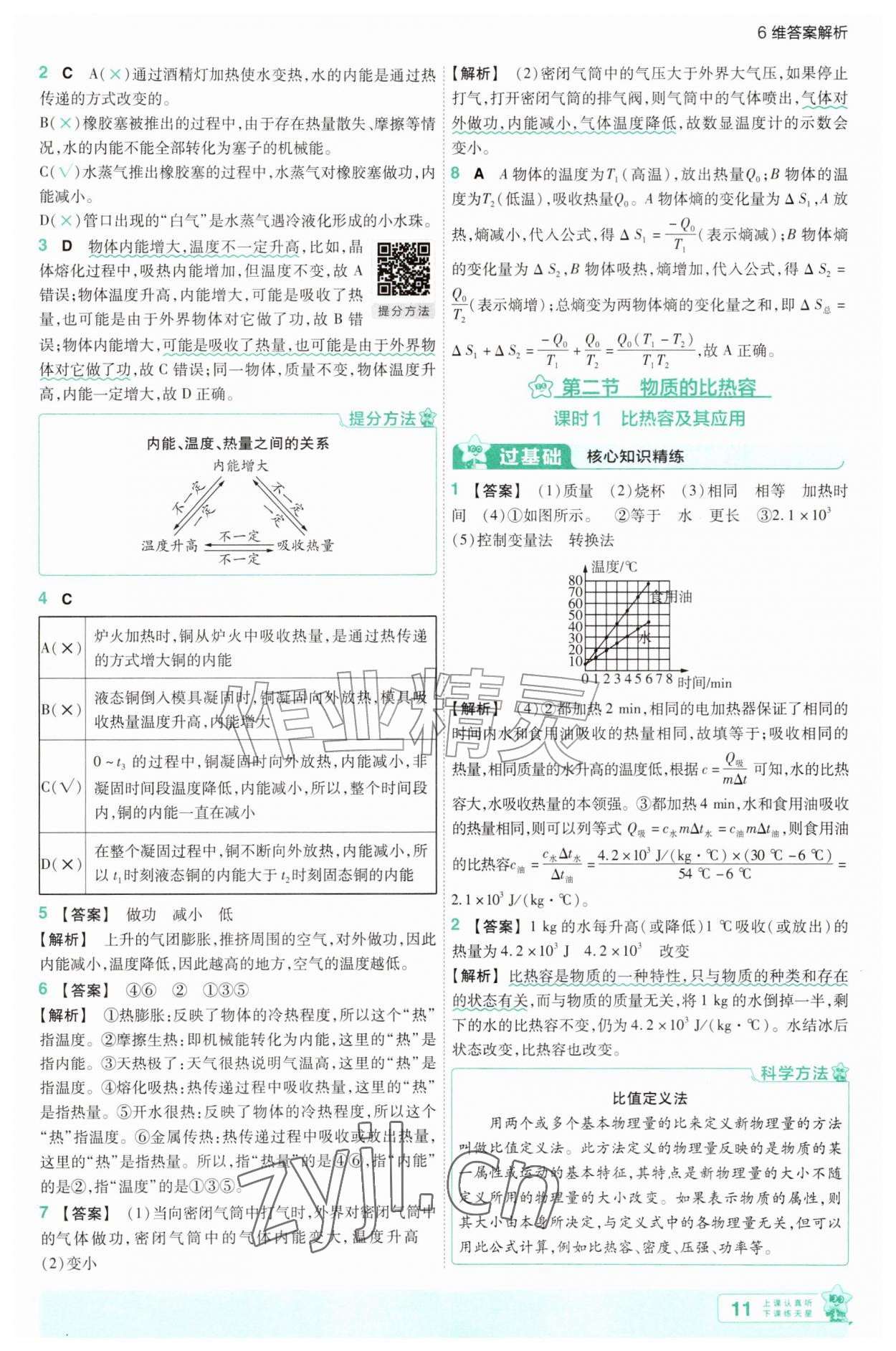 2026年一遍过九年级物理全一册沪科版&nbsp;参考答案第11页