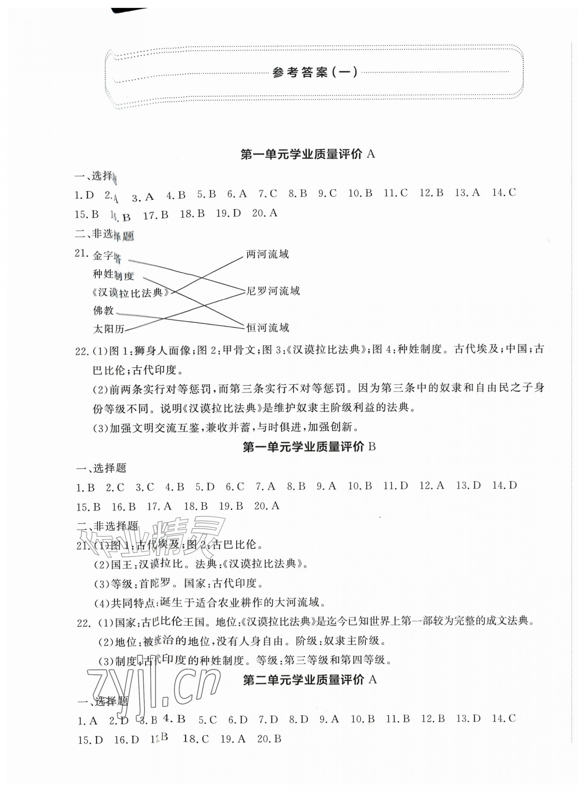 2026年精练课堂分层作业九年级历史上册人教版&nbsp;第1页