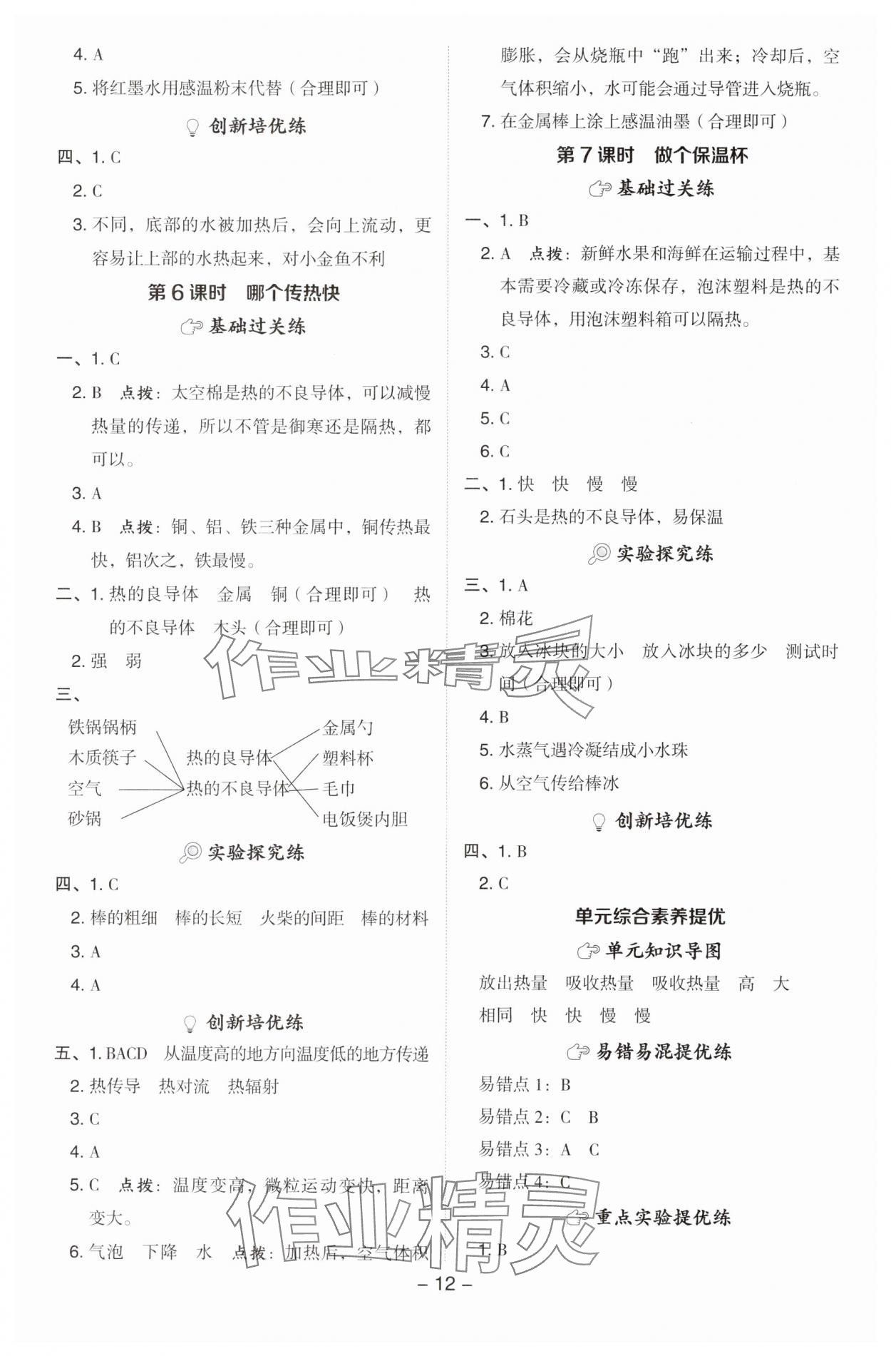 2025年综合应用创新题典中点五年级科学下册教科版&nbsp;参考答案第12页