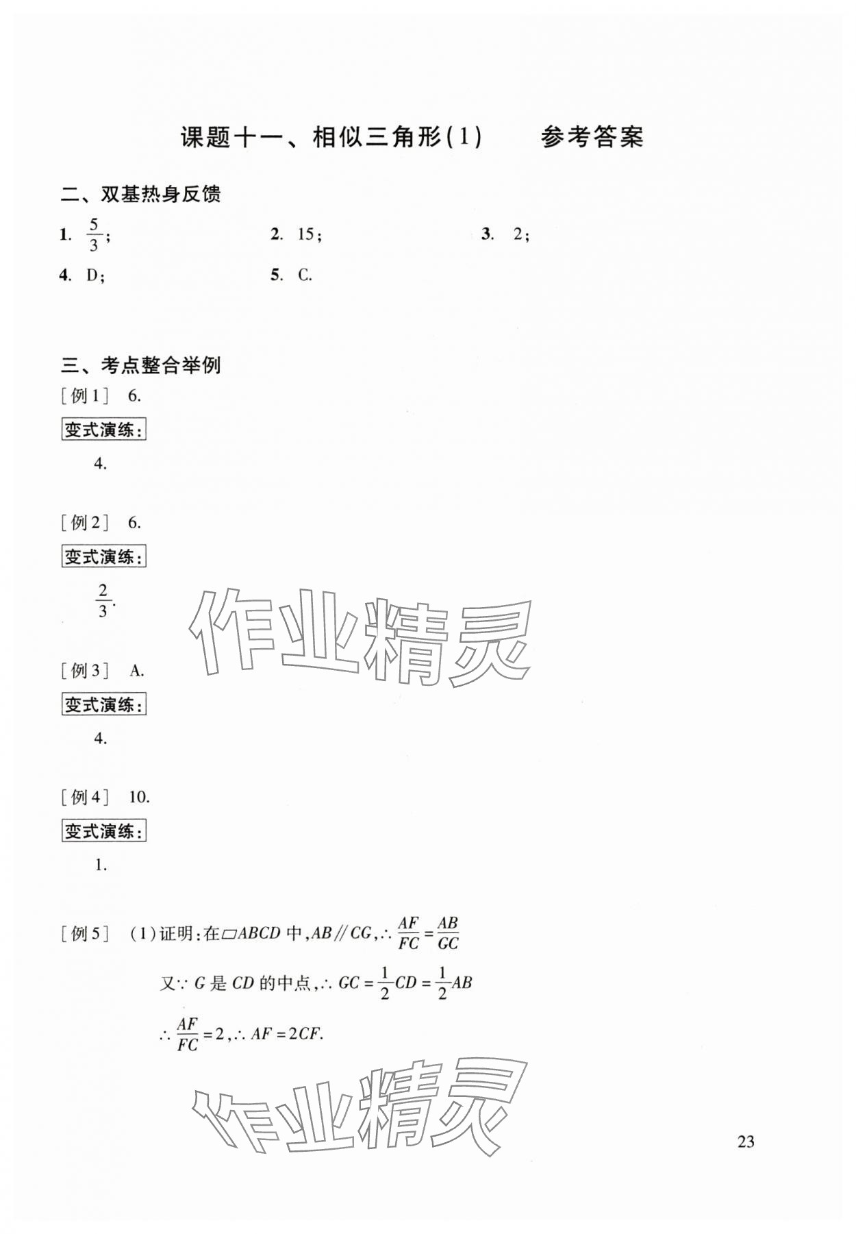 2025年初中数学复习点要初三总复习&nbsp;参考答案第23页