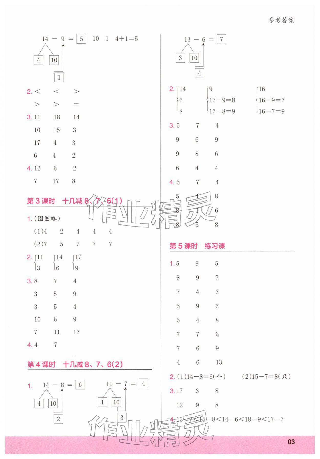 2026年木头马计算小状元一年级数学下册人教版&nbsp;第3页