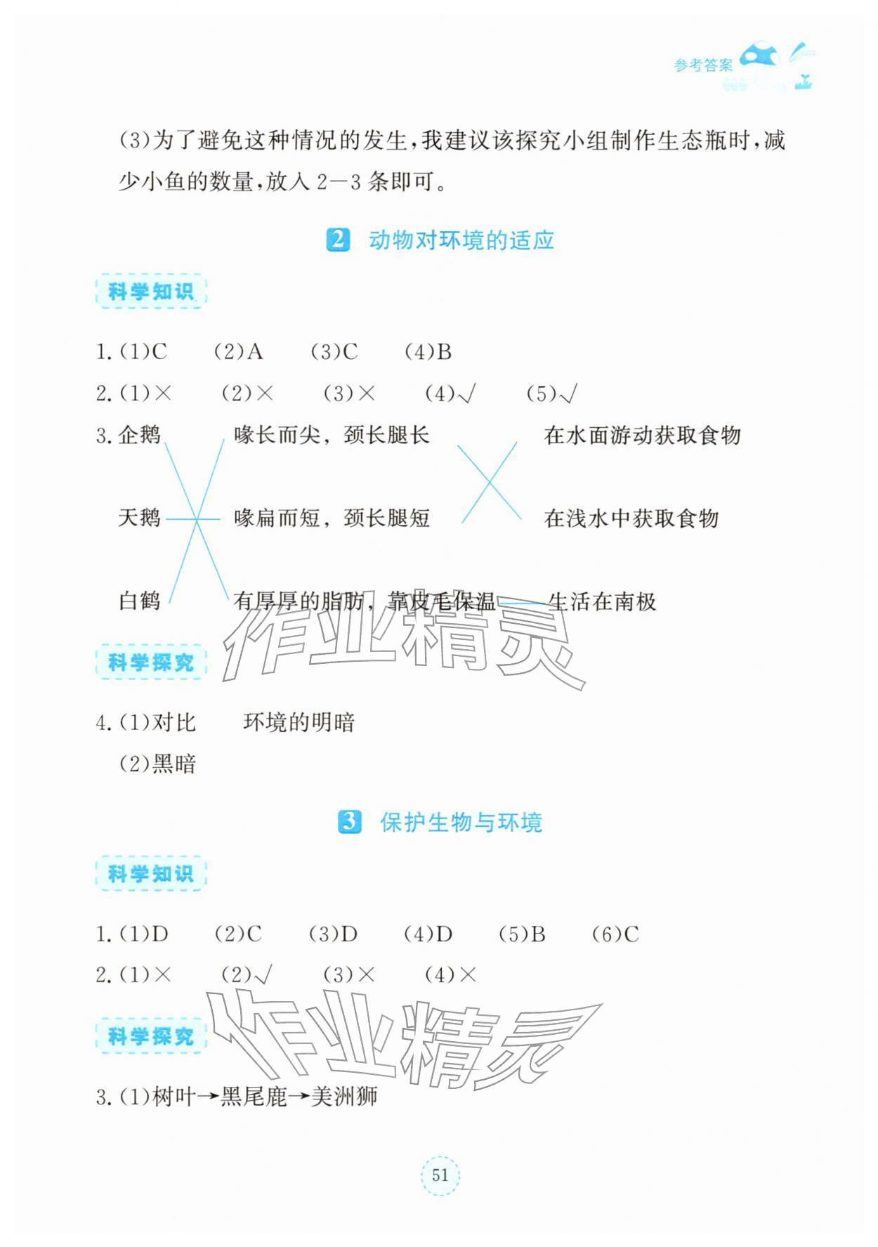 2026年科学同步练习册湖北教育出版社六年级下册人教鄂教版&nbsp;参考答案第2页