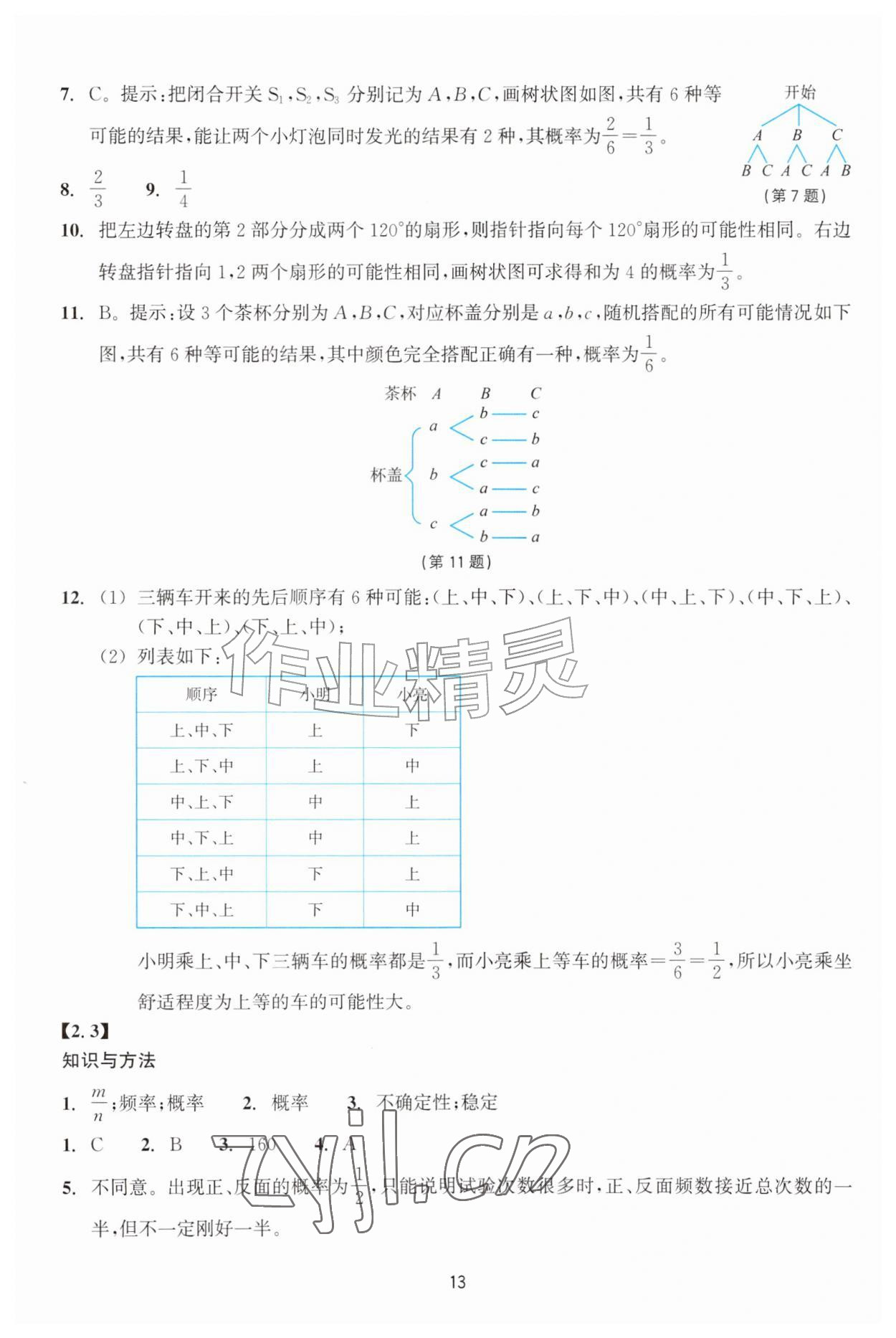 2026年学能评价九年级数学上册浙教版&nbsp;参考答案第13页
