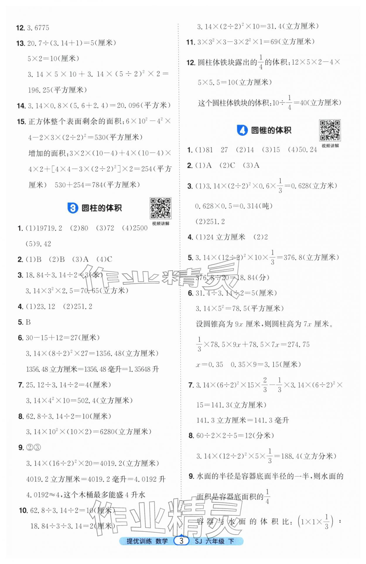 2026年阳光同学课时提优训练六年级数学下册苏教版&nbsp;第3页