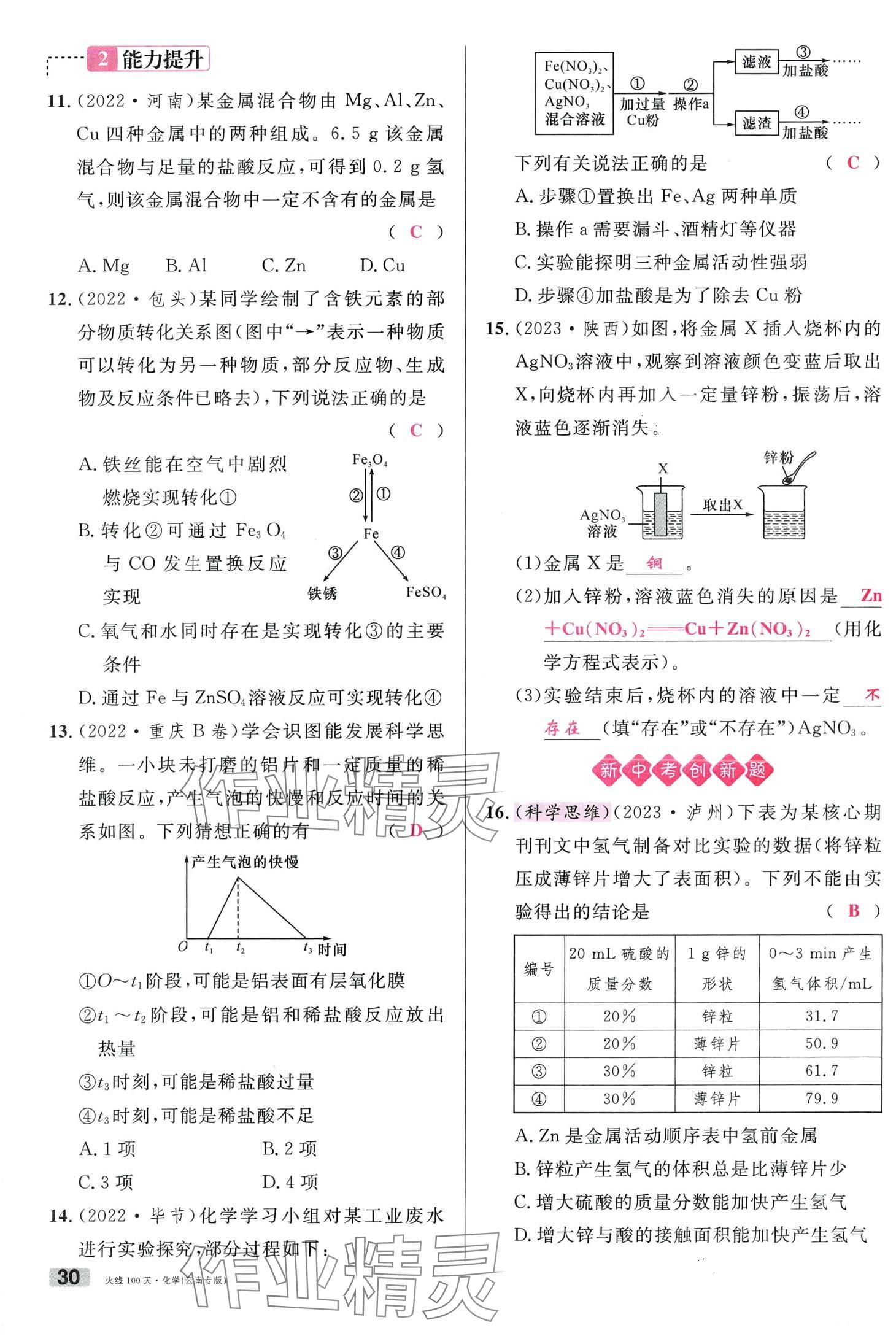 2024年火线100天化学中考云南专版&nbsp;第30页