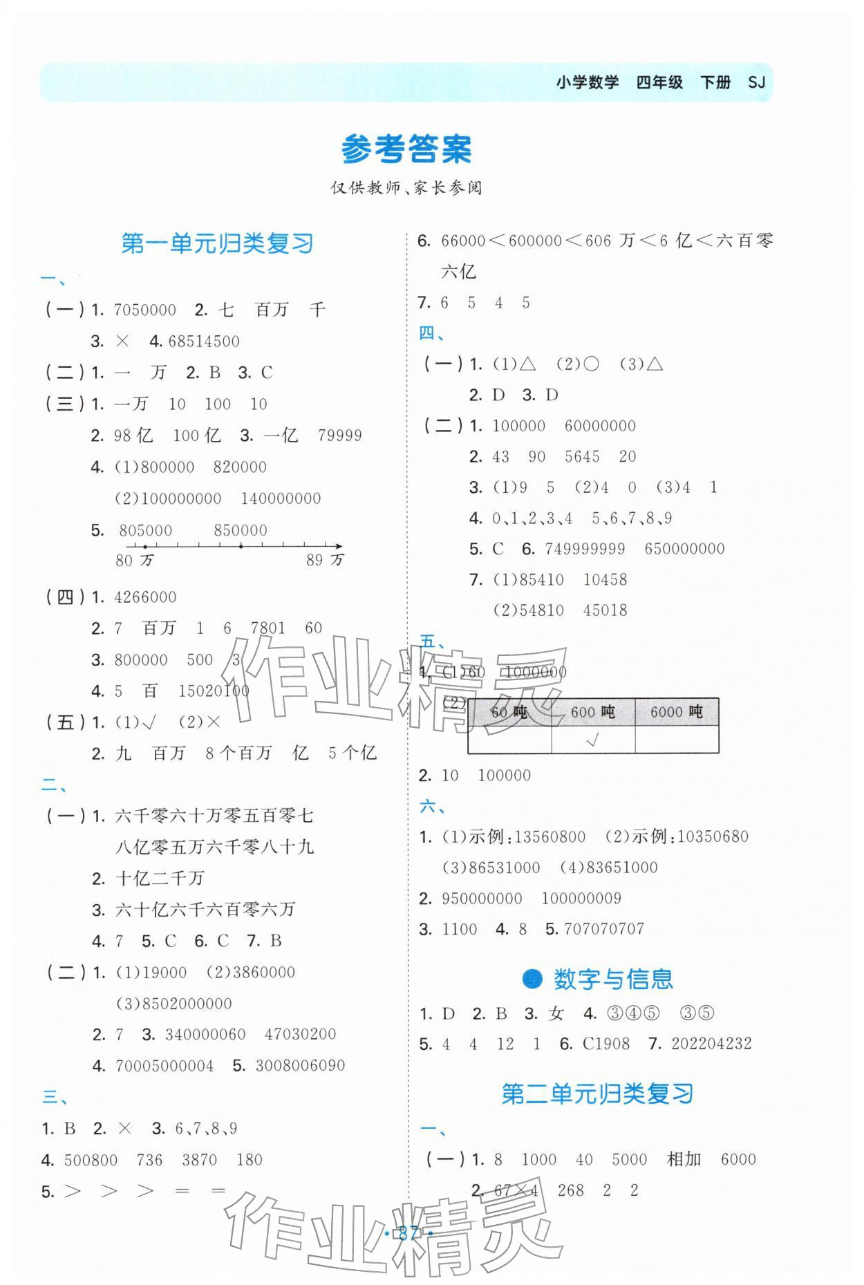 2026年53单元归类复习四年级数学下册苏教版&nbsp;第1页