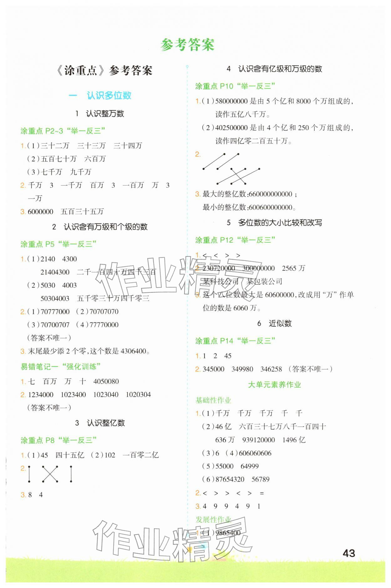2026年涂重点四年级数学下册苏教版&nbsp;第1页