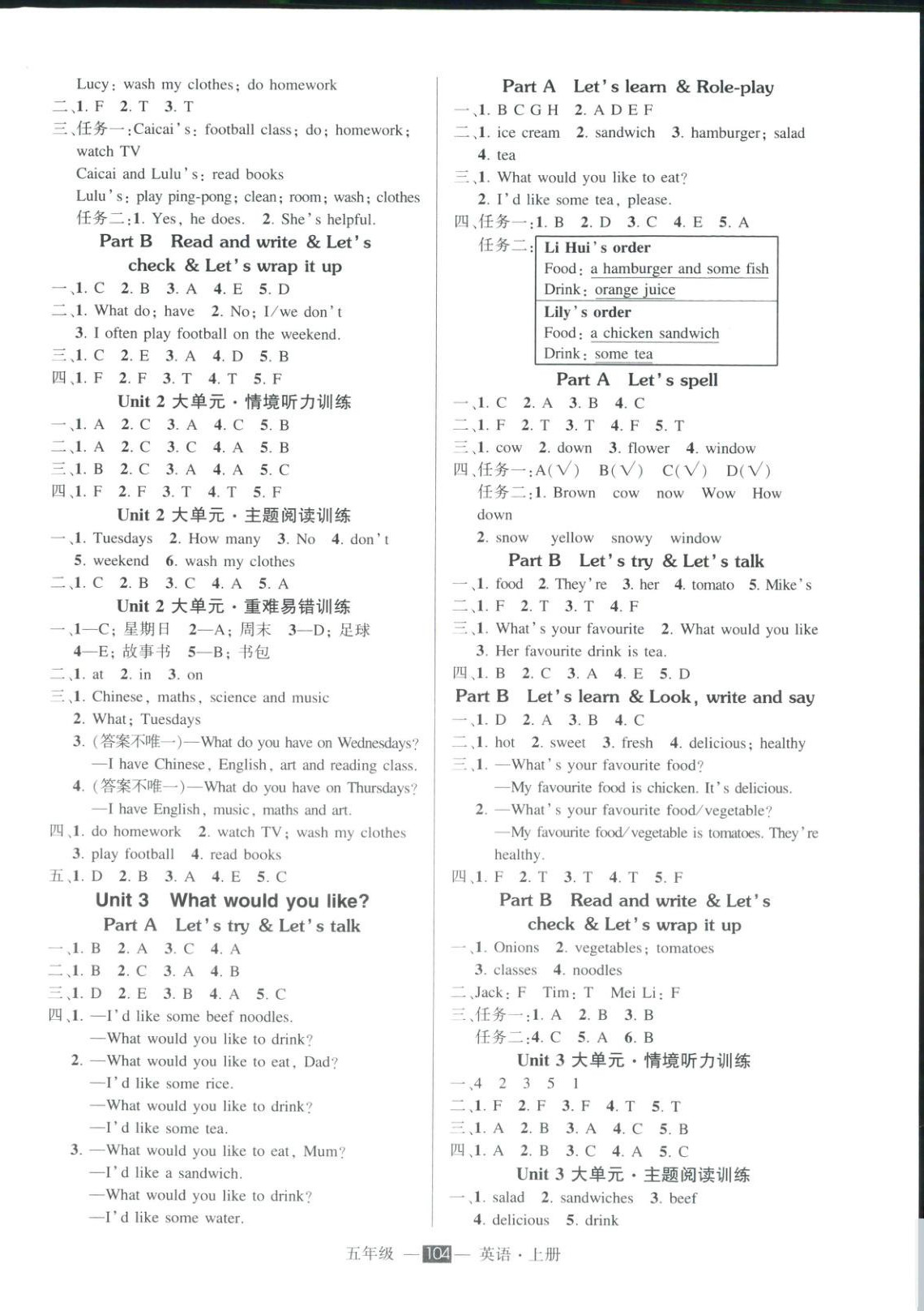 2025年状元成才路创优作业100分五年级英语上册人教版&nbsp;第2页
